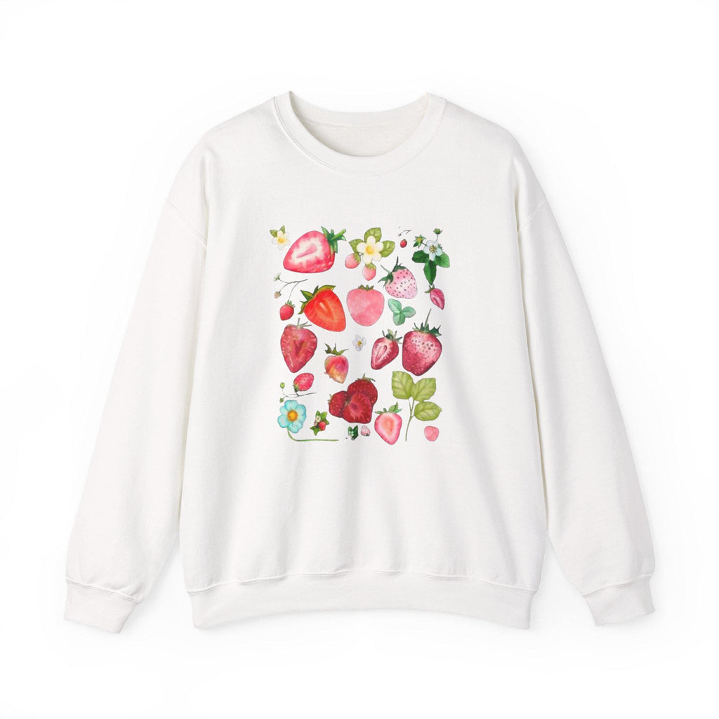 Strawberry Floral Crewneck Sweatshirt, Summer Unisex Top