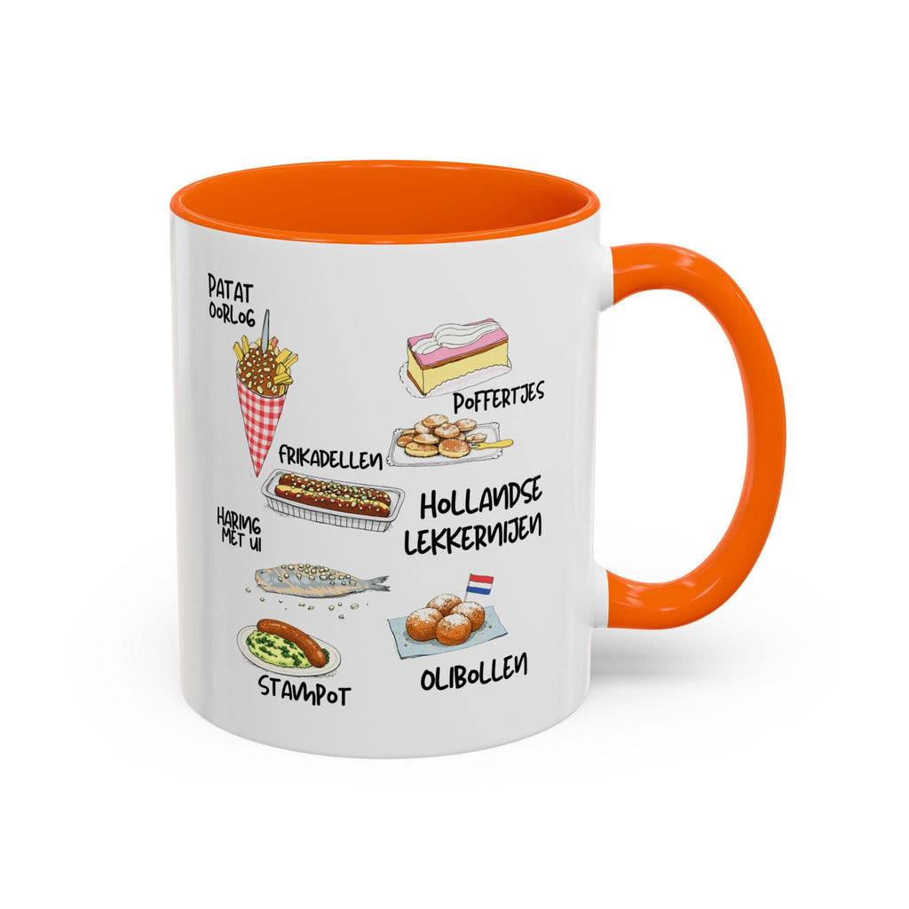 Hollandse Lekkernijen Mug | Dutch Food Illustration Coffee Cup | Patat Oorlog, Oliebollen, Stroopwafel Vibes | Netherlands Gift