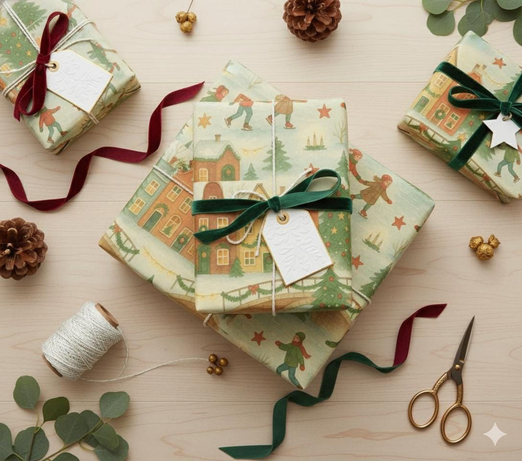 Amsterdam Canal House Christmas Wrapping Paper • Dutch Holiday Gift Wrap • European Christmas Market Paper • Festive Dutch Architecture Patt