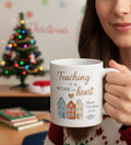 Teaching Is a Work of Heart Mug | Teacher Christmas Gift 2025 | Cozy Winter Village Coffee Cup | Holiday Classroom Gift for Teachers
