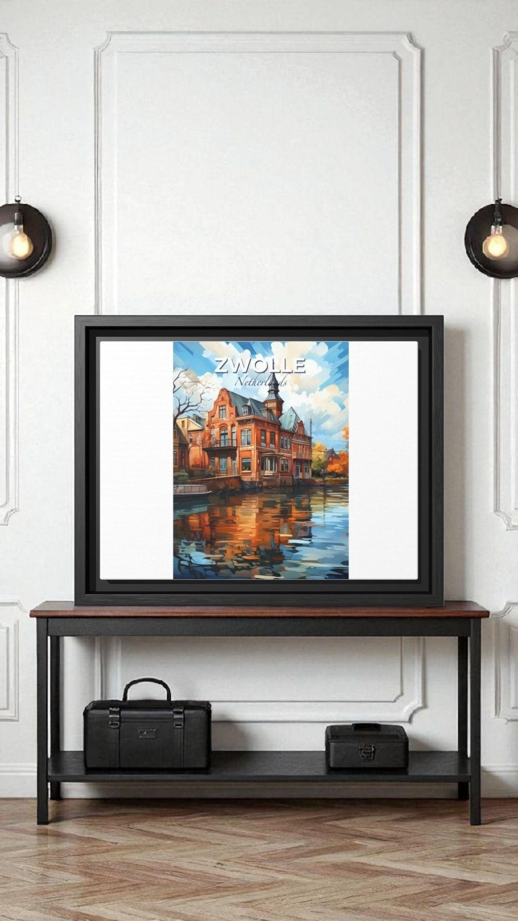 Zwolle Netherlands Canvas Print, Dutch Cityscape Wall Art, Europe Travel Decor, Holland Town Landscape Painting, Modern Home Decor
