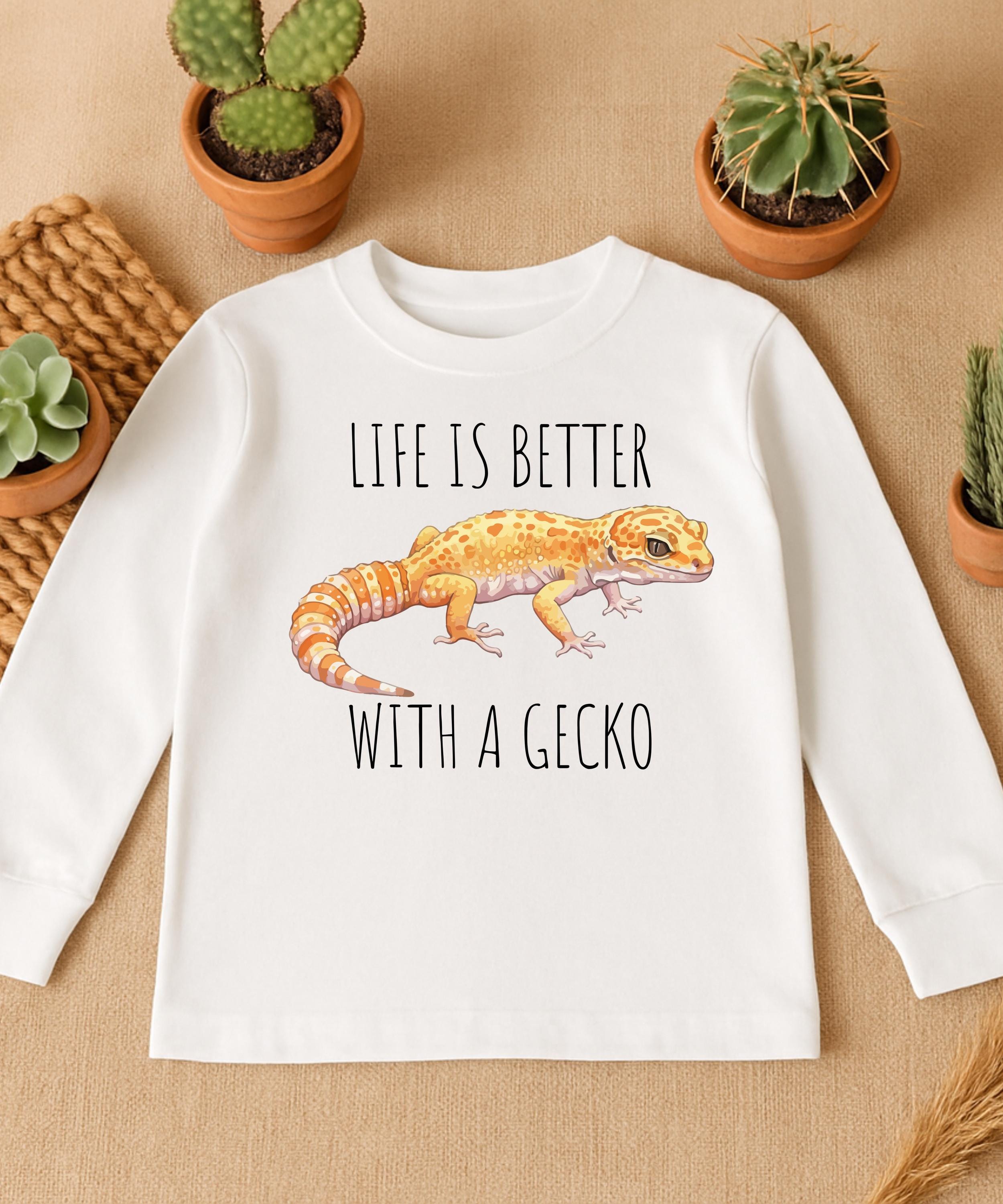 Youth Leopard Gecko Shirt • Kids Reptile Long Sleeve Tee • Gecko Lover Gift • Animal Print Lizard Shirt for Boys & Girls