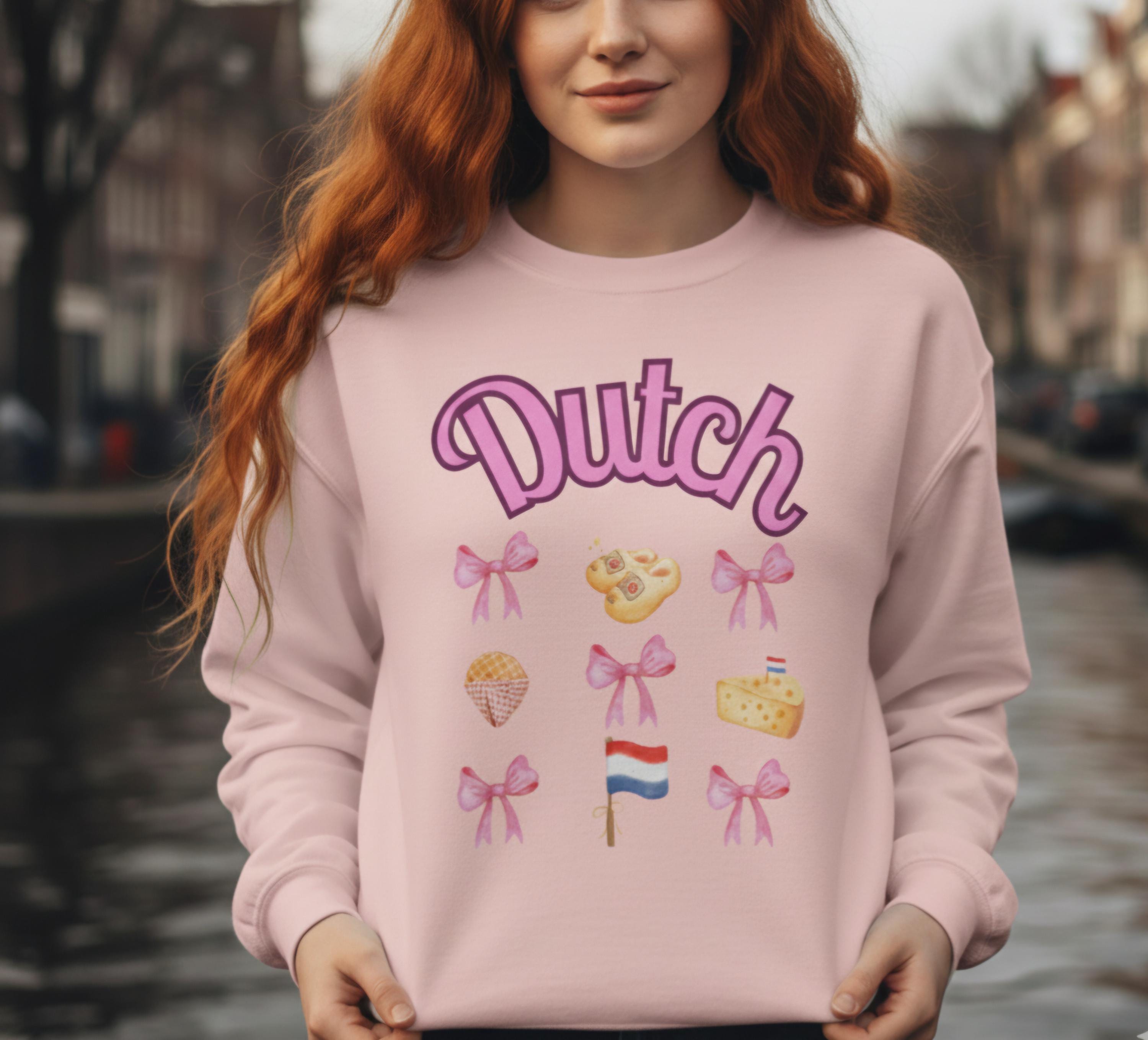 Dutch Barbie Sweatshirt, Pink Netherlands Pullover, Holland Graphic Sweater, Cute Dutch Girl Crewneck, Amsterdam Barbie Aesthetic Top
