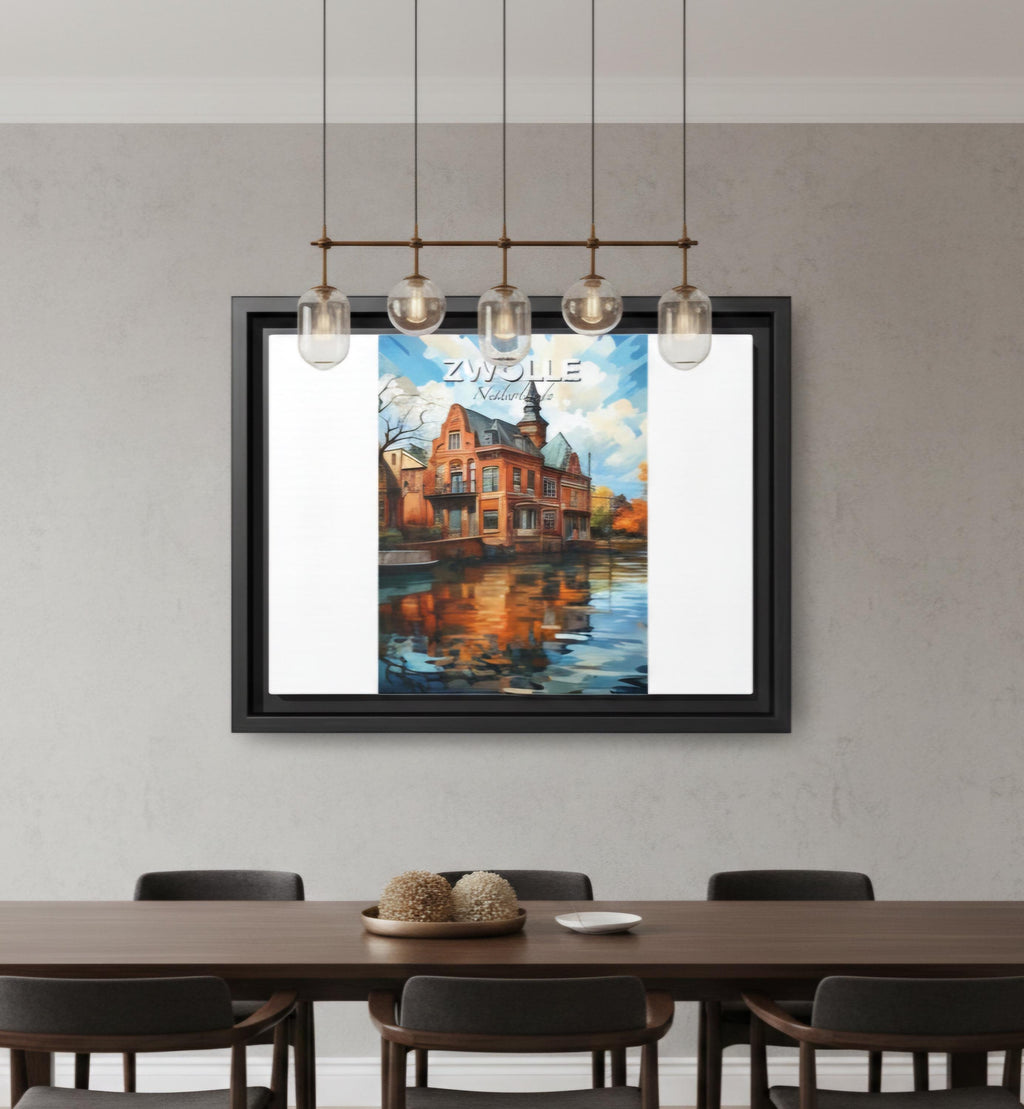 Zwolle Netherlands Canvas Print, Dutch Cityscape Wall Art, Europe Travel Decor, Holland Town Landscape Painting, Modern Home Decor