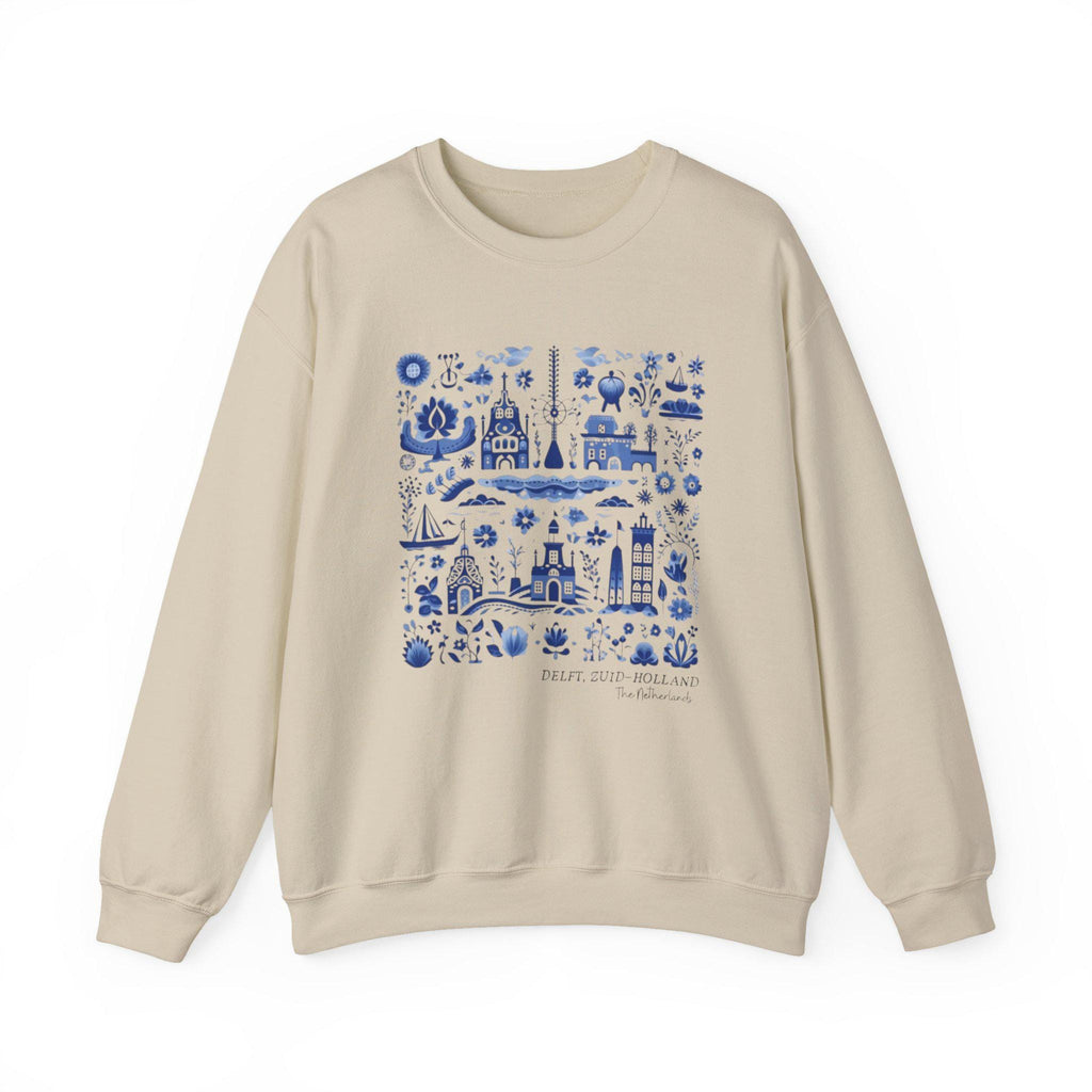 Delft Blue Holland Sweatshirt • Dutch Tile Print Crewneck • Netherlands Heritage Sweater • Cute Dutch Aesthetic Pullover • European Travel