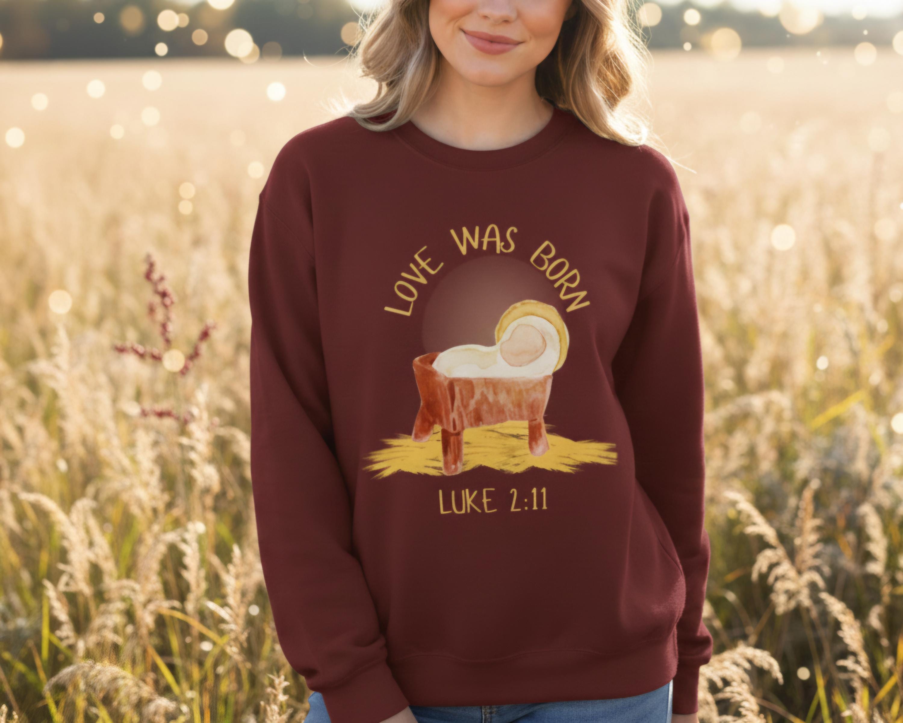Nativity Christmas Sweatshirt | Embroidered Christian Jumper | Holy Family Sweater | Religious Christmas Gift | Faith Apparel