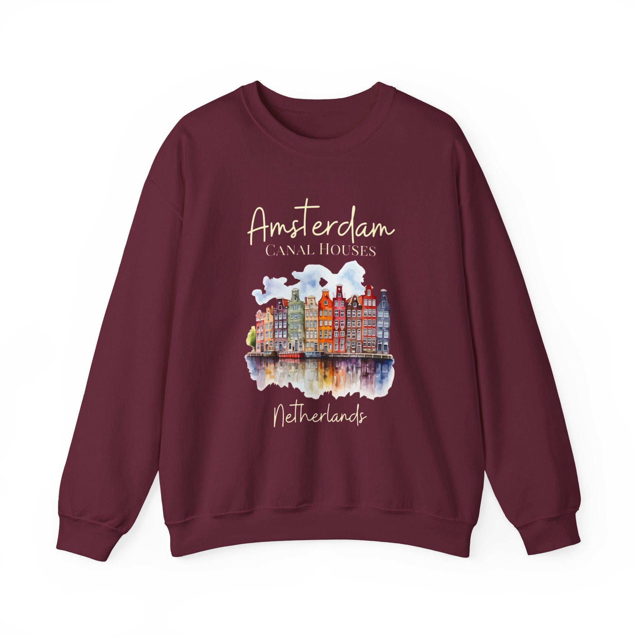 Amsterdam Canal Houses Sweatshirt • Dutch Architecture Crewneck • Cozy Netherlands Cityscape Pullover • Holland Travel Gift