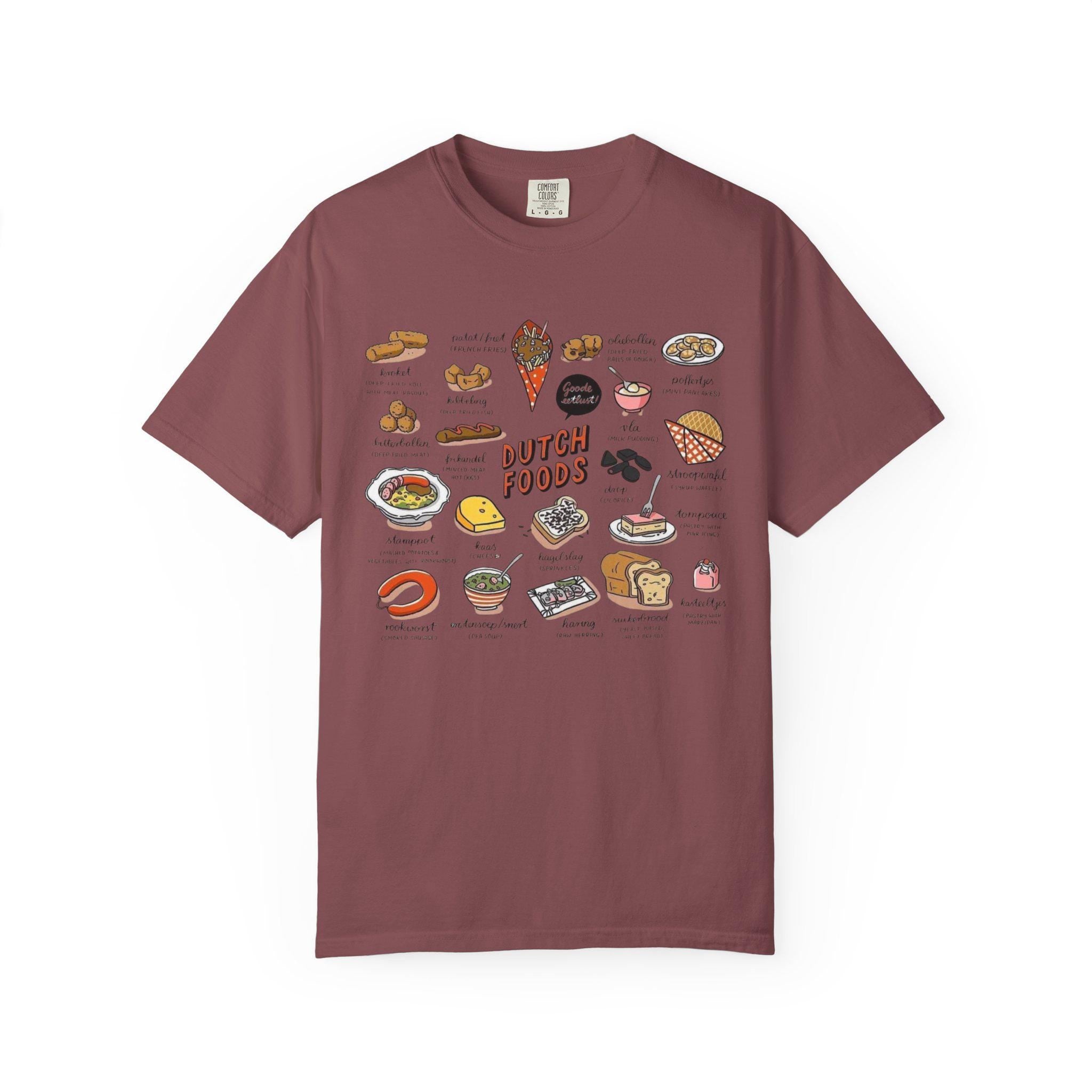 Dutch Food T-Shirt • Netherlands Cuisine Illustration Tee • Stroopwafel Herring Bitterballen Top • Dutch Heritage Shirt • Foodie Gift