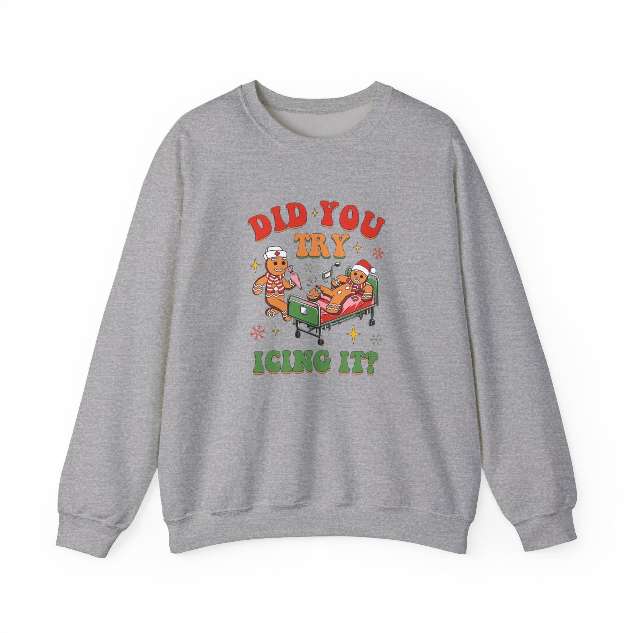 Gingerbread Nurse Sweatshirt – Funny Christmas Crewneck, Cute Holiday Nurse Gift, Cozy Winter Cookie Sweater, Festive Nursing Apparel, Unise