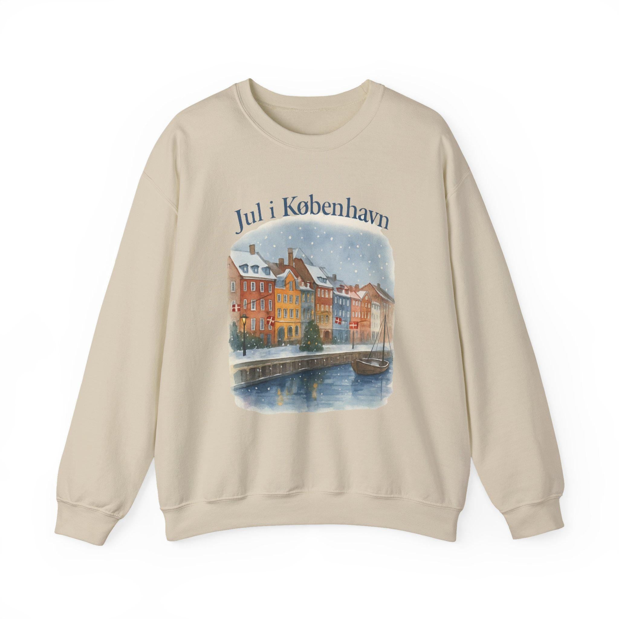 Jul i København Danish Christmas Sweatshirt | Copenhagen Nyhavn Watercolor | Hygge Crewneck | Denmark Winter Scene Sweater | Scandinavian