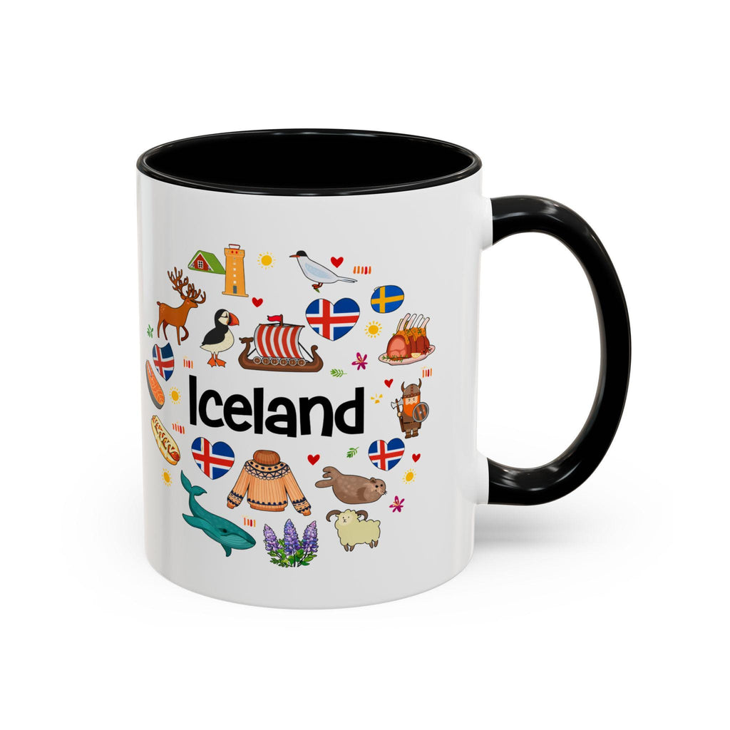 Iceland Icons Coffee Mug | Iceland Travel Souvenir Mug | Nordic Illustration Accent Mug | Scandinavian Gift for Travelers