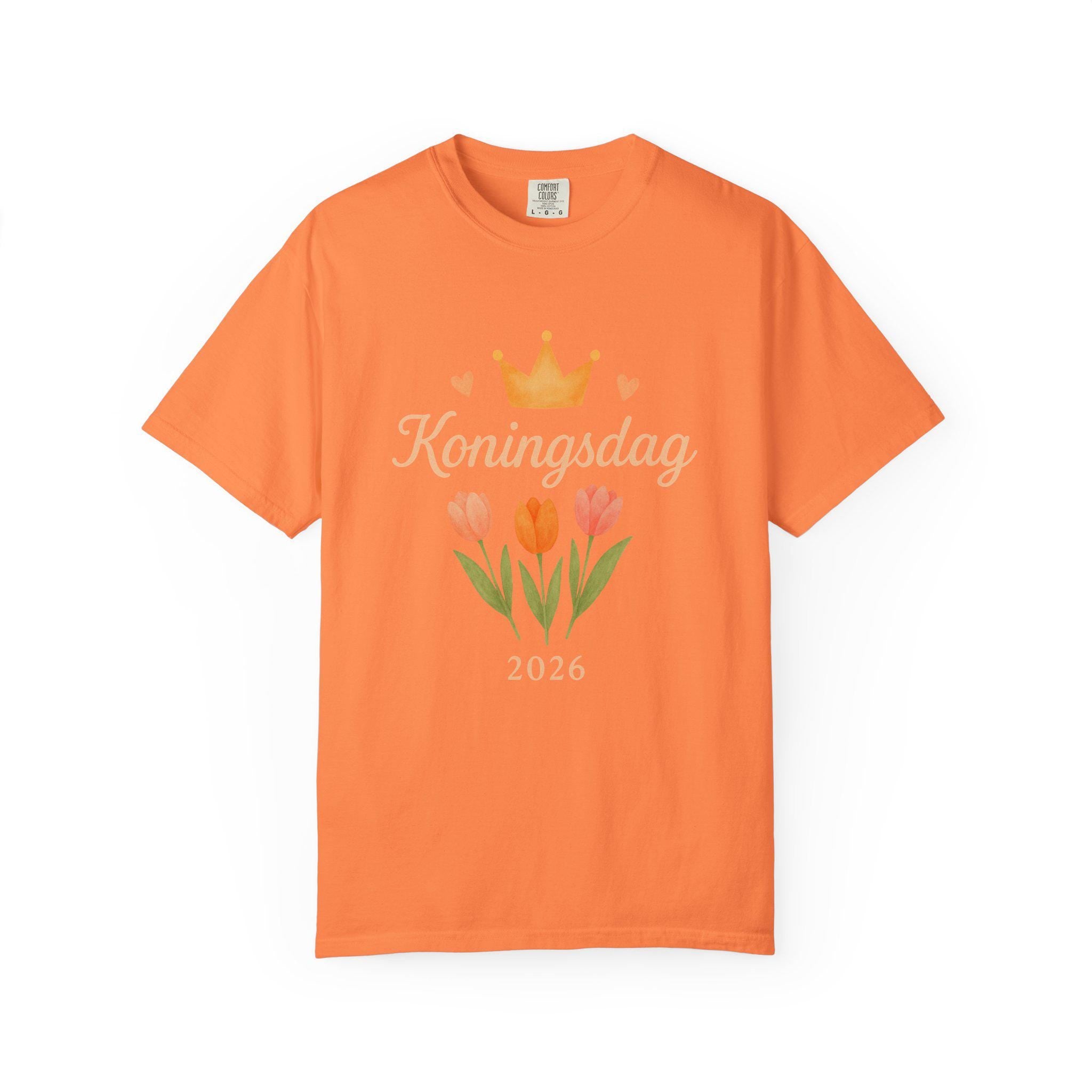 Koningsdag Shirt 2026 – Dutch King’s Day Orange T-Shirt, Tulip Crown Tee, Netherlands Party Shirt