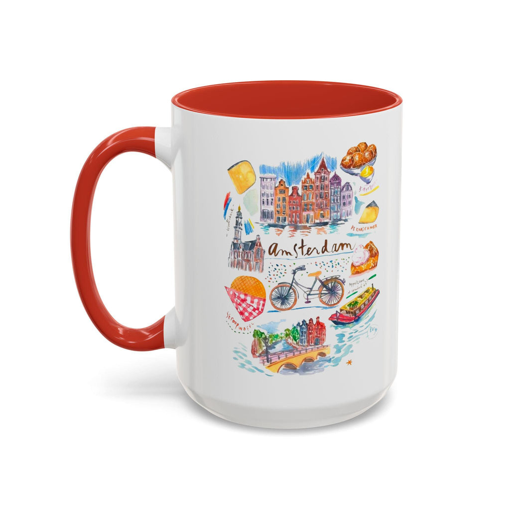 Amsterdam Watercolor Mug • Dutch Cityscape Coffee Cup • Stroopwafel Canal Art • 11/15oz Accent Mugs