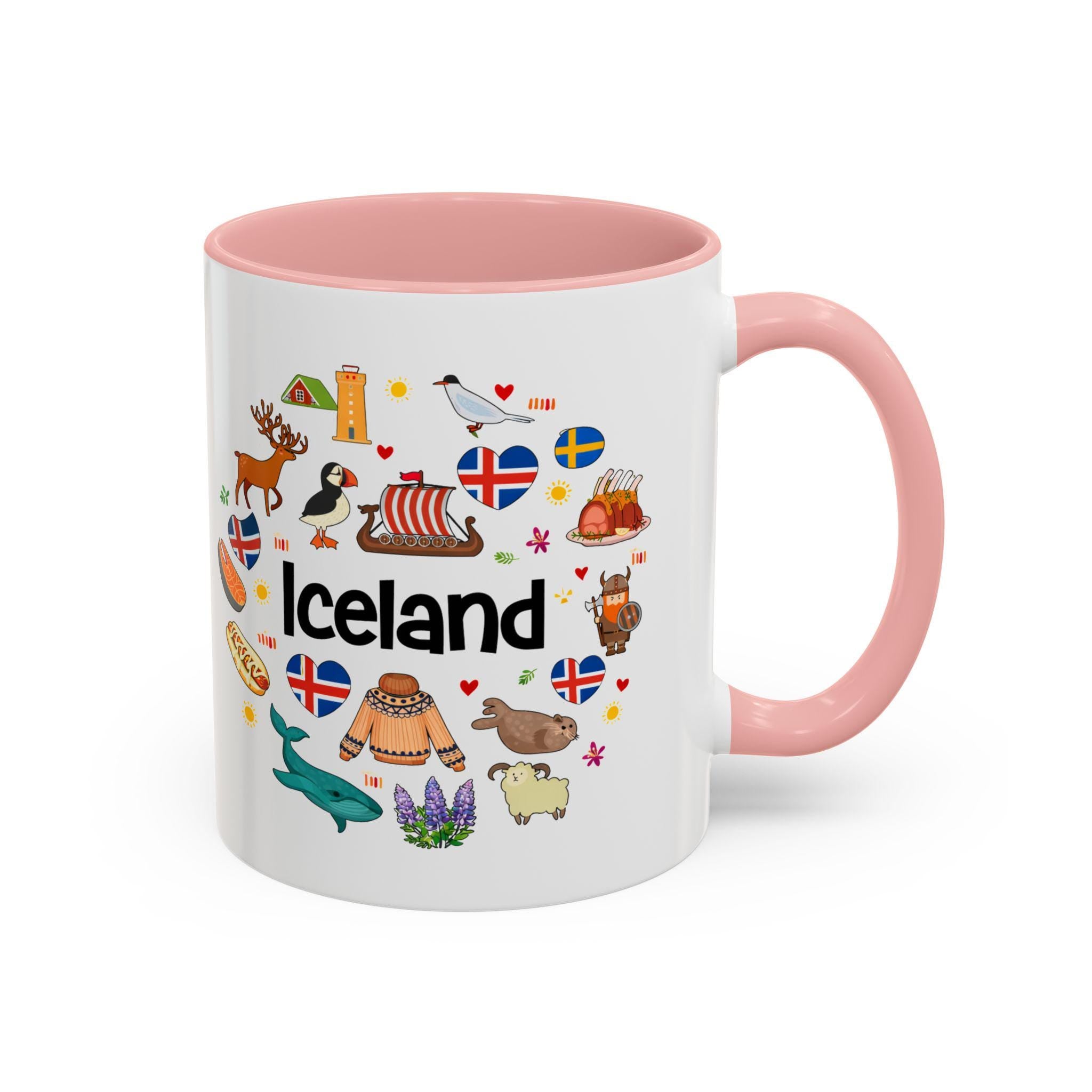 Iceland Icons Coffee Mug | Iceland Travel Souvenir Mug | Nordic Illustration Accent Mug | Scandinavian Gift for Travelers