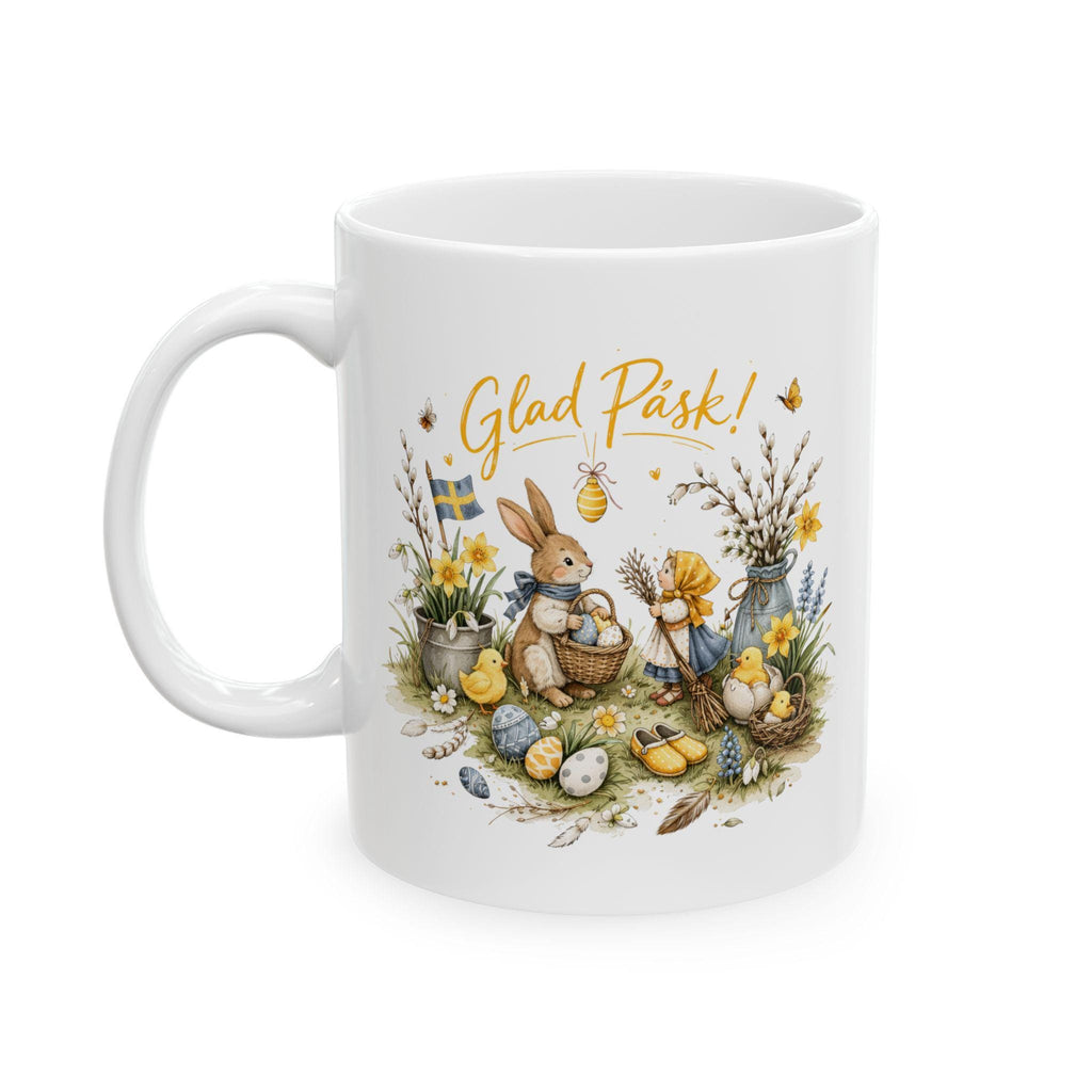 Glad Påsk Mug | Scandinavian Easter Mug | Swedish Easter Bunny Illustration | Nordic Spring Coffee Cup | Cozy Folk Art Easter Gift