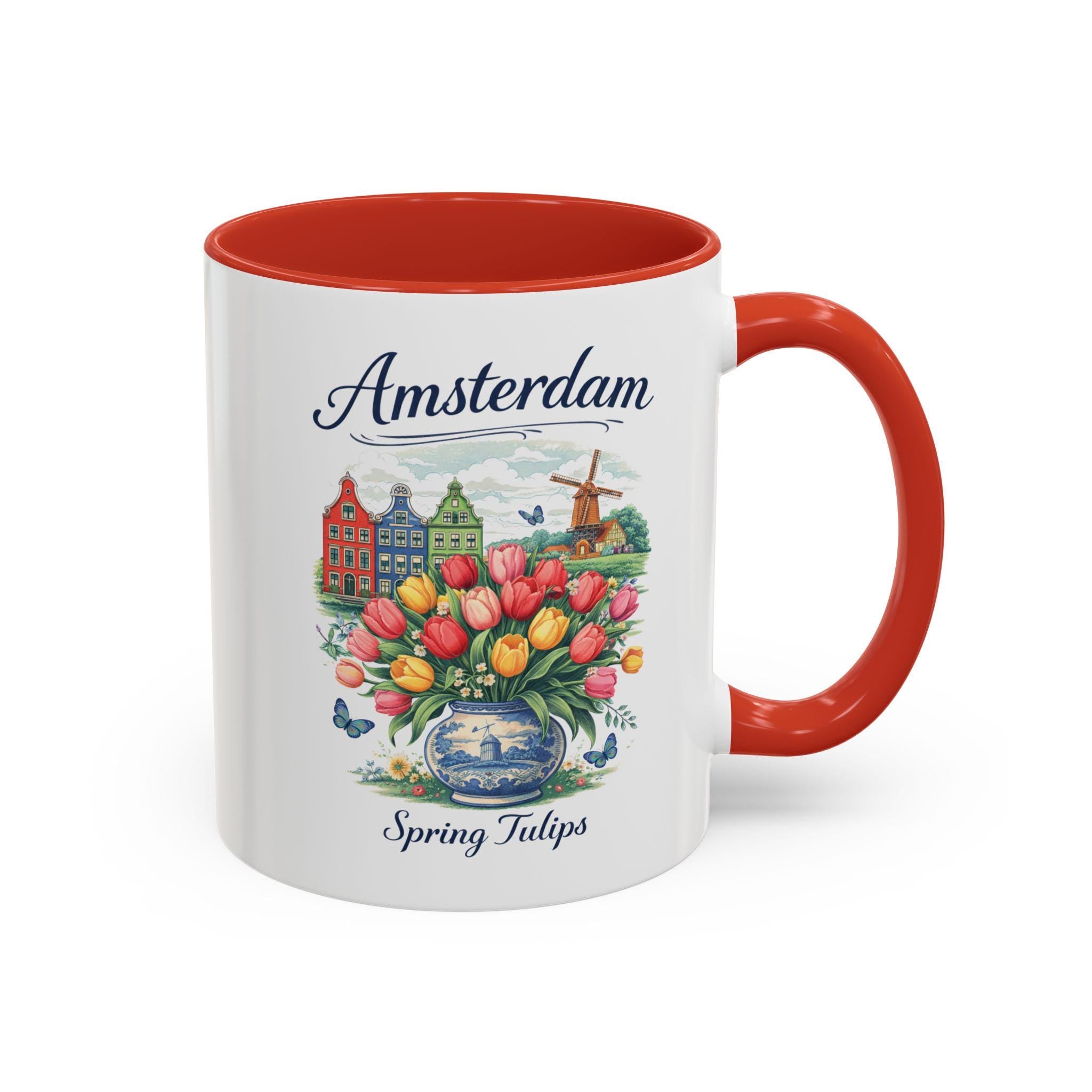 Amsterdam Tulip Mug | Dutch Spring Coffee Cup | Netherlands Travel Mug | Tulip Field Aesthetic Mug | Holland Gift | European Aesthetic Mug