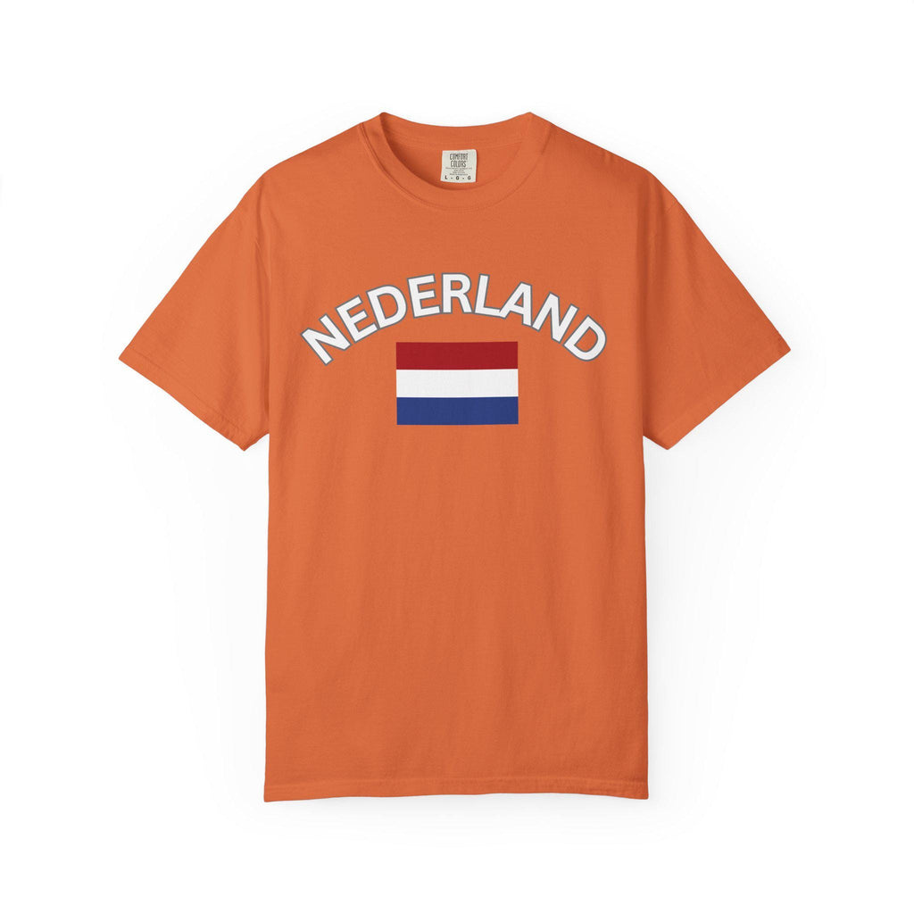 Nederland T-Shirt | Dutch Flag Shirt | Netherlands Graphic Tee | Unisex Garment-Dyed Shirt | Holland Travel Gift