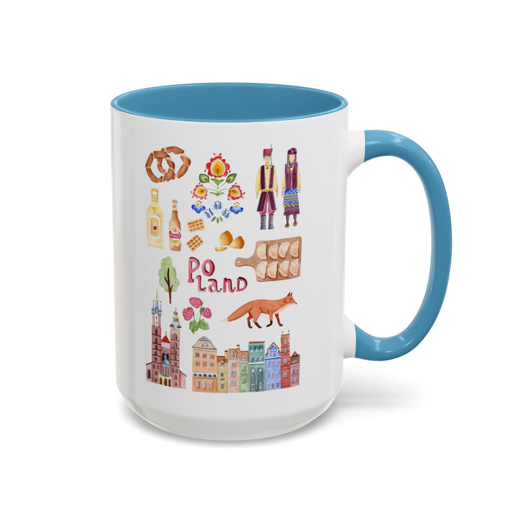 Poland Watercolor Icons Mug | Polish Culture Cities Landmarks Souvenir Gift | Krakow Warsaw Coffee Cup | European Travel Mug Present