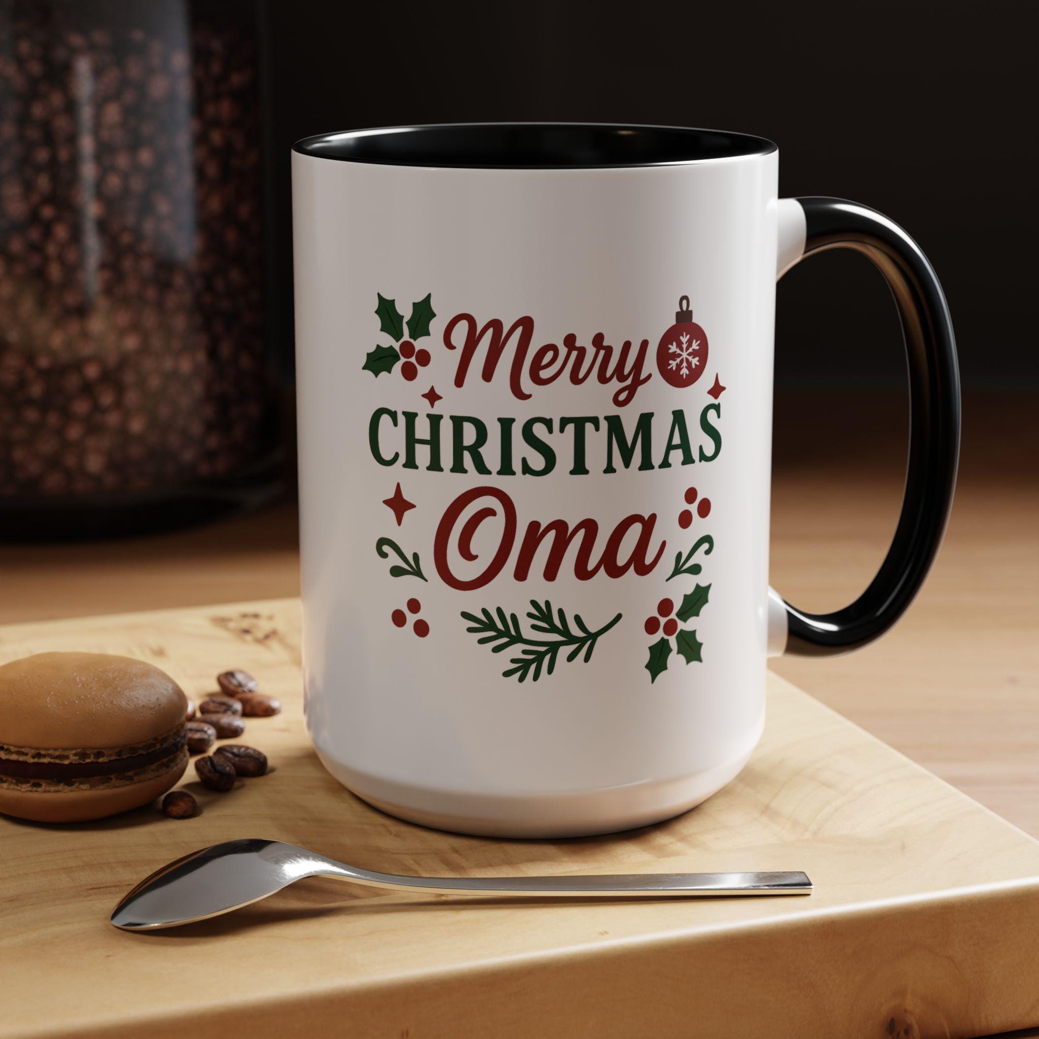 Merry Christmas Oma Coffee Mug, Dutch German Grandmother Gift