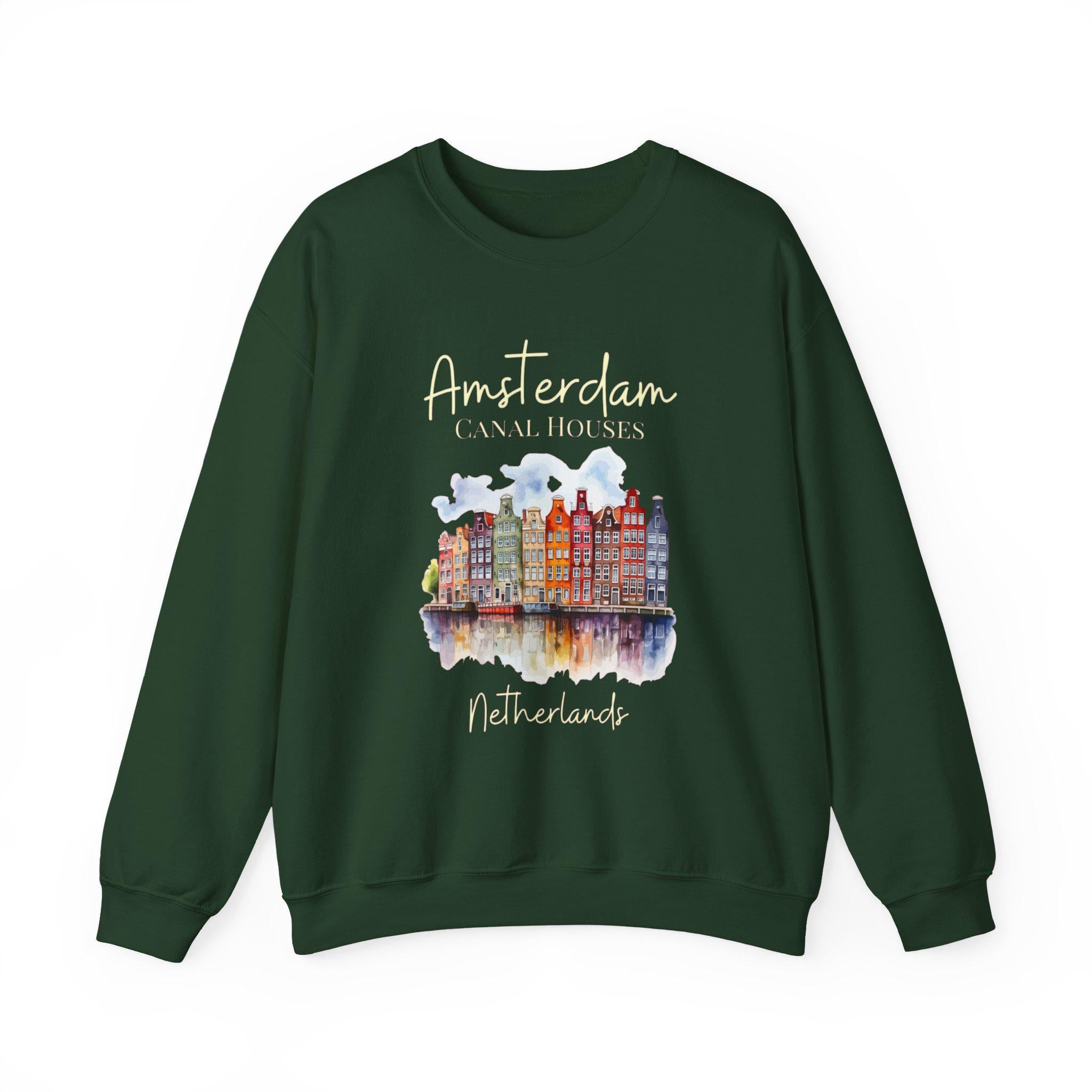 Amsterdam Canal Houses Sweatshirt • Dutch Architecture Crewneck • Cozy Netherlands Cityscape Pullover • Holland Travel Gift