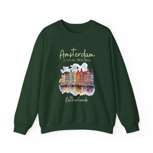 Amsterdam Canal Houses Sweatshirt • Dutch Architecture Crewneck • Cozy Netherlands Cityscape Pullover • Holland Travel Gift