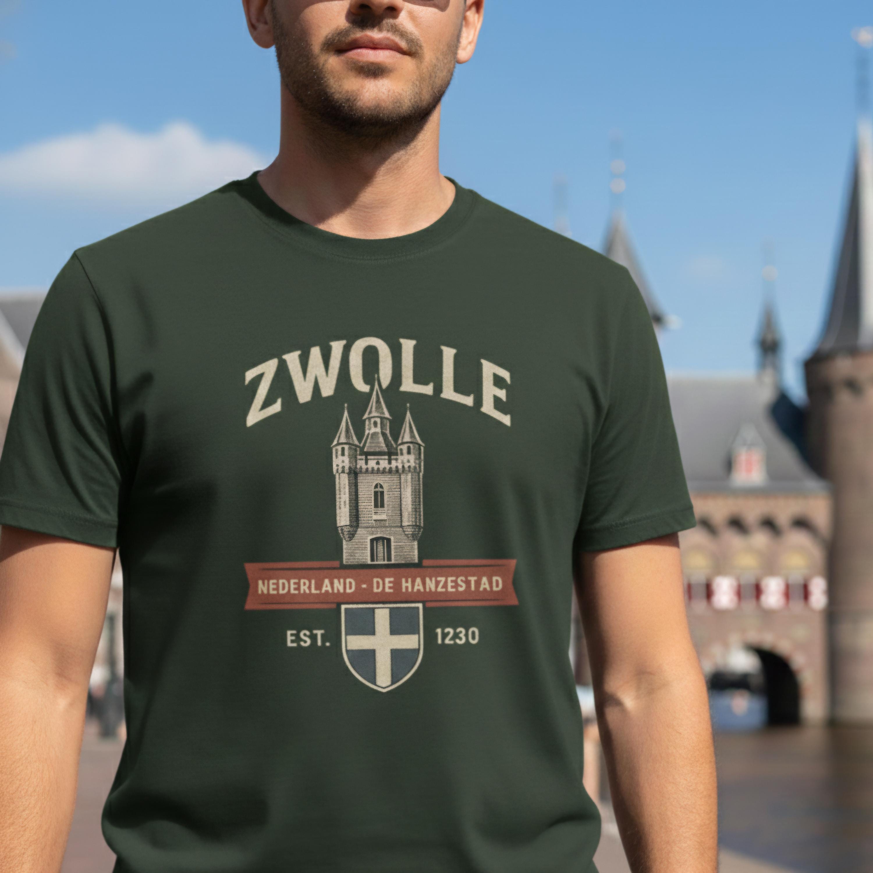 Zwolle Shirt Men | Vintage Hanzestad Sweatshirt | Sassenpoort Graphic | Netherlands Heritage Clothing | Dutch City Long Sleeve |Rustic Dutch