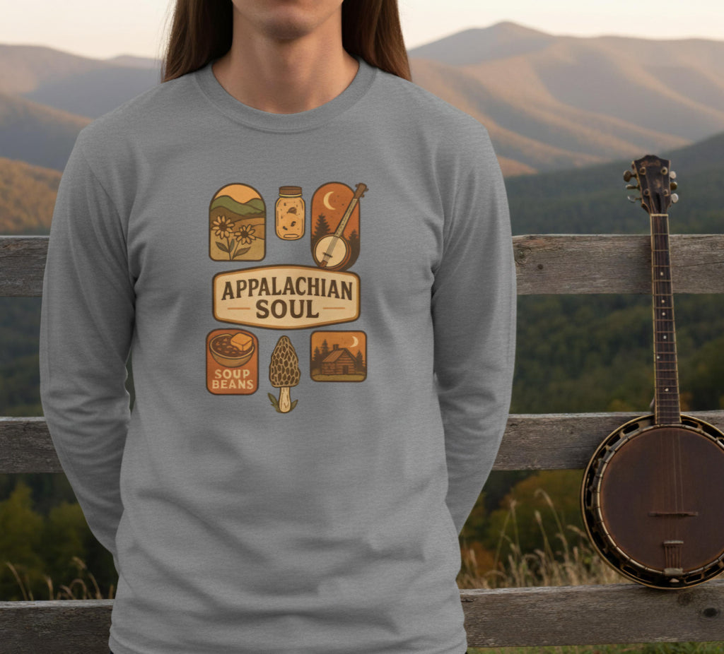 Appalachian Soul Long Sleeve Shirt • Mountain Nature Tee • Rustic Outdoors Hiking Top • Cozy Country Unisex Shirt