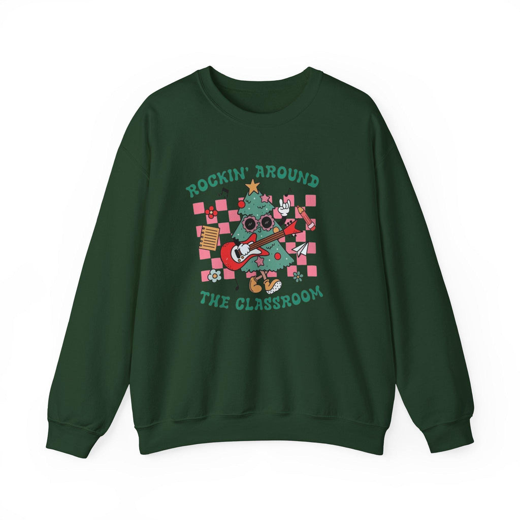 Rockin' Around the Classroom Sweatshirt • Teacher Christmas Crewneck • Cute Classroom Holiday Sweater • Teacher Gift • Xmas School Shirt