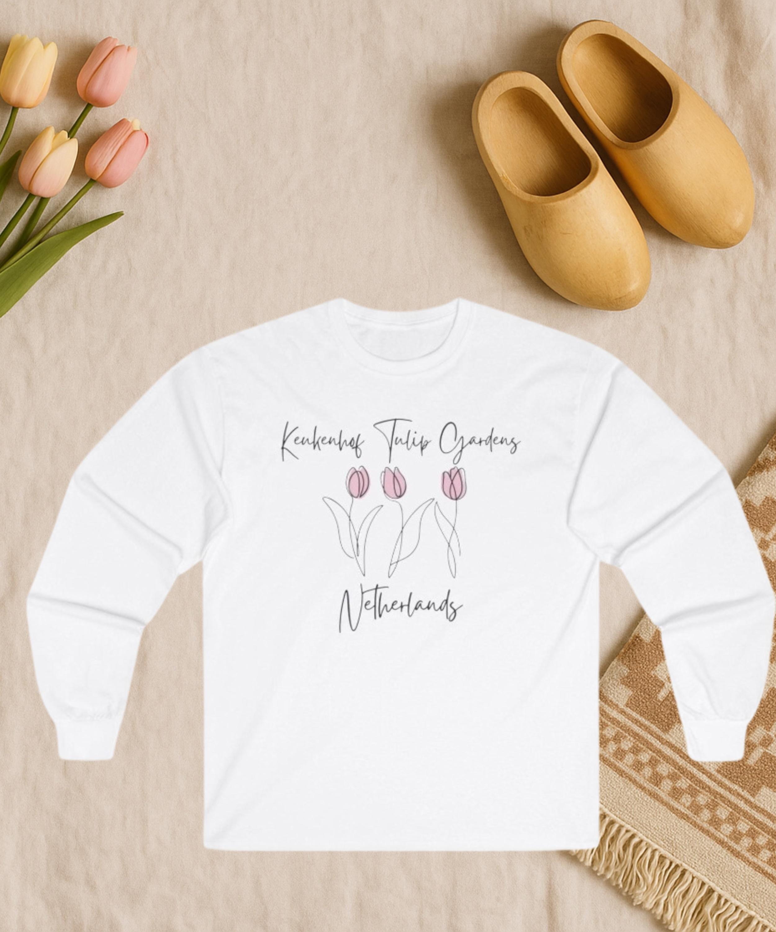 Keukenhof Tulip Gardens Long Sleeve Shirt – Dutch Floral Tee, Netherlands Travel Gift, Spring Tulip Graphic Top