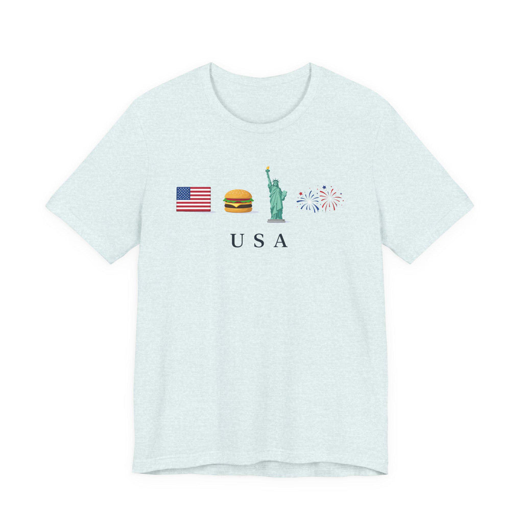 USA Graphic Shirt, America Travel Tee, Patriotic USA Shirt, Statue of Liberty Fireworks Tee, American Flag Shirt, USA Tourist Shirt, Fourth