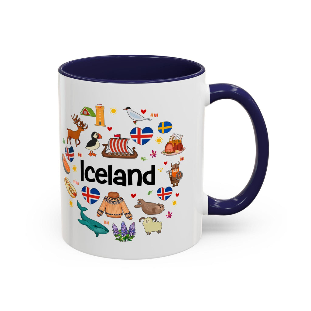 Iceland Icons Coffee Mug | Iceland Travel Souvenir Mug | Nordic Illustration Accent Mug | Scandinavian Gift for Travelers