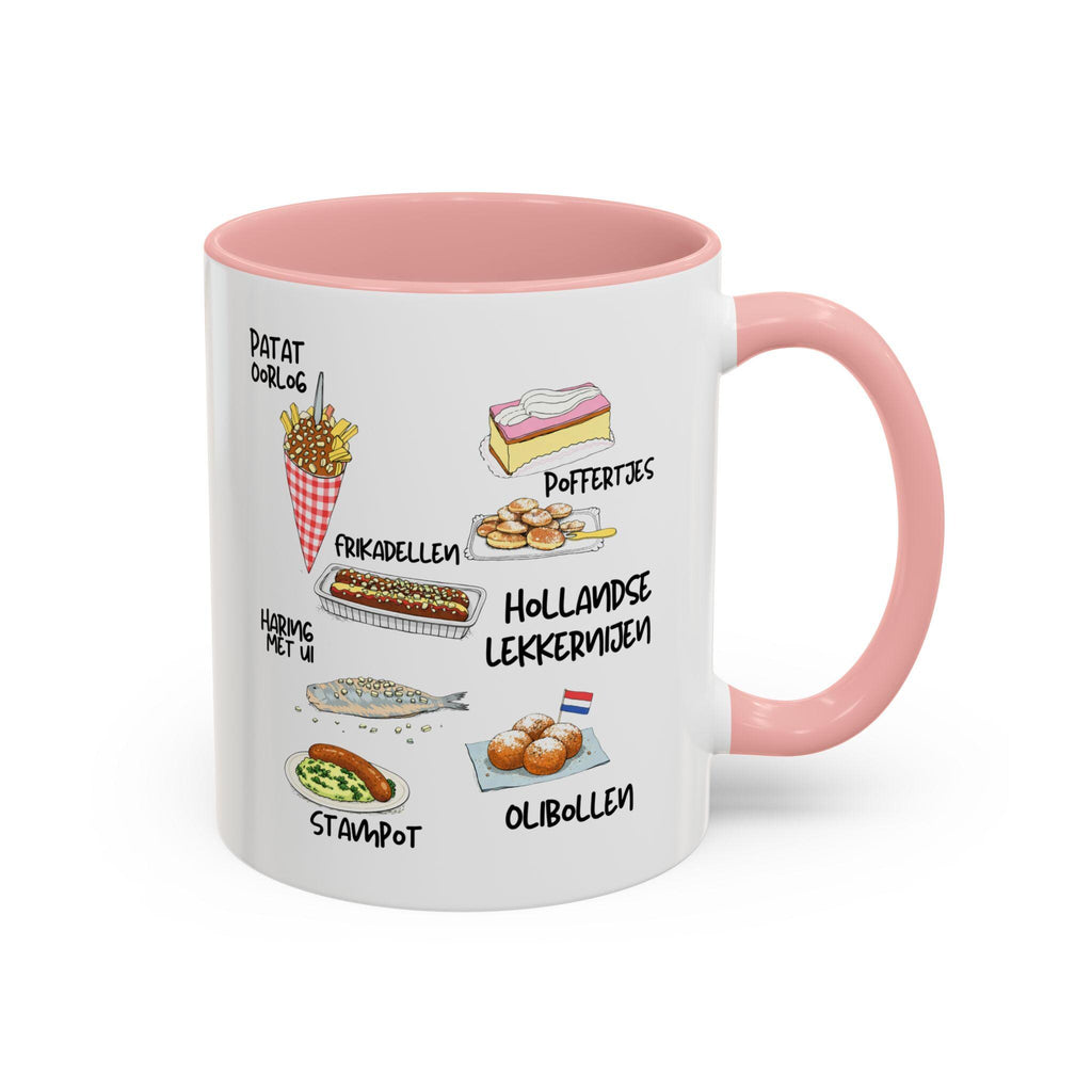 Hollandse Lekkernijen Mug | Dutch Food Illustration Coffee Cup | Patat Oorlog, Oliebollen, Stroopwafel Vibes | Netherlands Gift