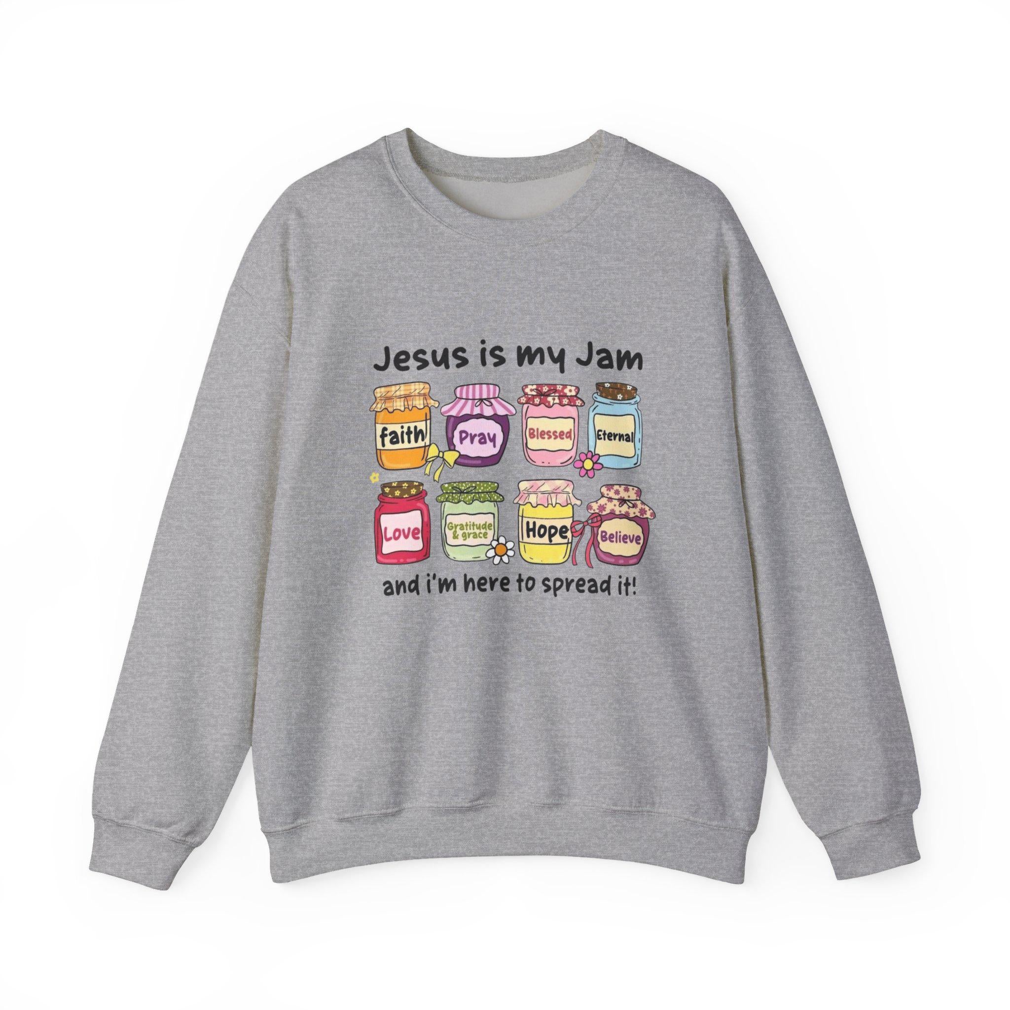 Jesus Is My Jam Sweatshirt – Cute Christian Sweater, Faith-Inspired Crewneck, Religious Gift for Women & Teens