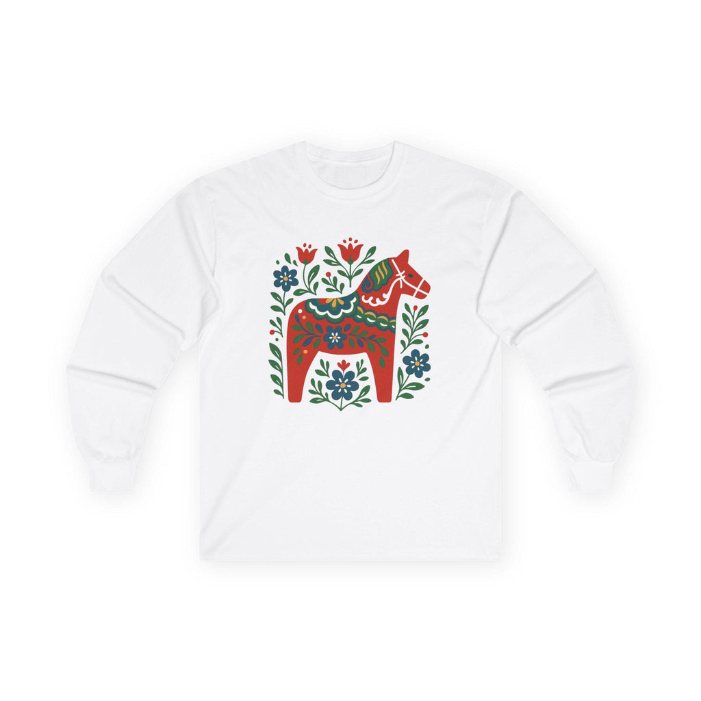 Scandinavian Dala Horse Shirt | Nordic Folk Art T Shirt | Minimal Swedish Design | Cozy Hygge Style Tee