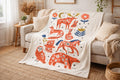 Nordic Folk Animal Throw Blanket | Scandinavian Woodland Throw | Cozy Folk Art Blanket | Rustic Nordic Decor | Winter Hygge Gift