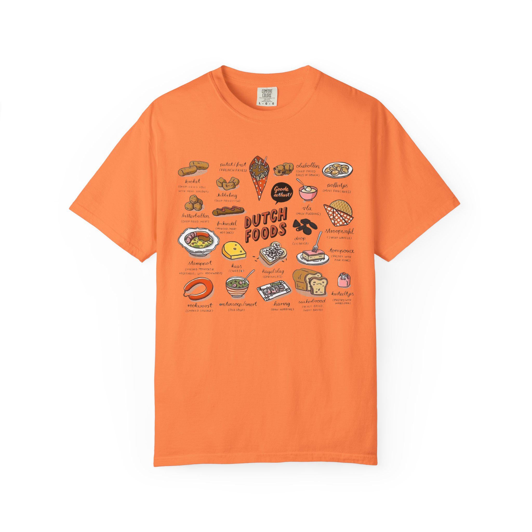 Dutch Food T-Shirt • Netherlands Cuisine Illustration Tee • Stroopwafel Herring Bitterballen Top • Dutch Heritage Shirt • Foodie Gift