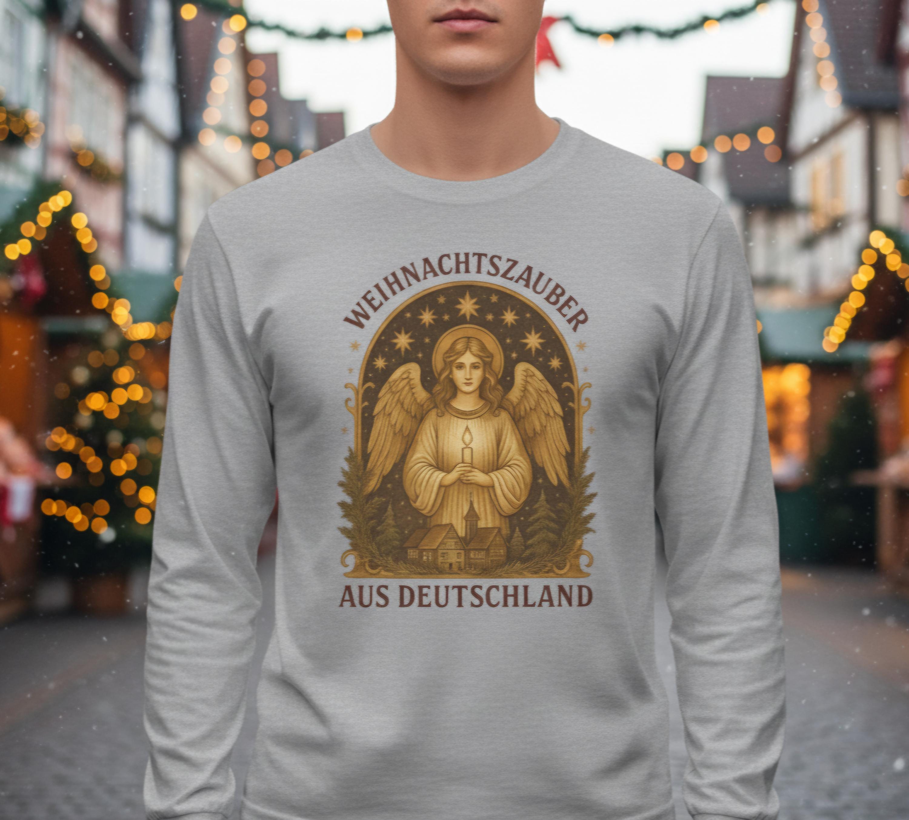 German Christmas Angel Long Sleeve Tee – Cozy Festive Unisex Holiday Shirt – German Xmas Market Aesthetic