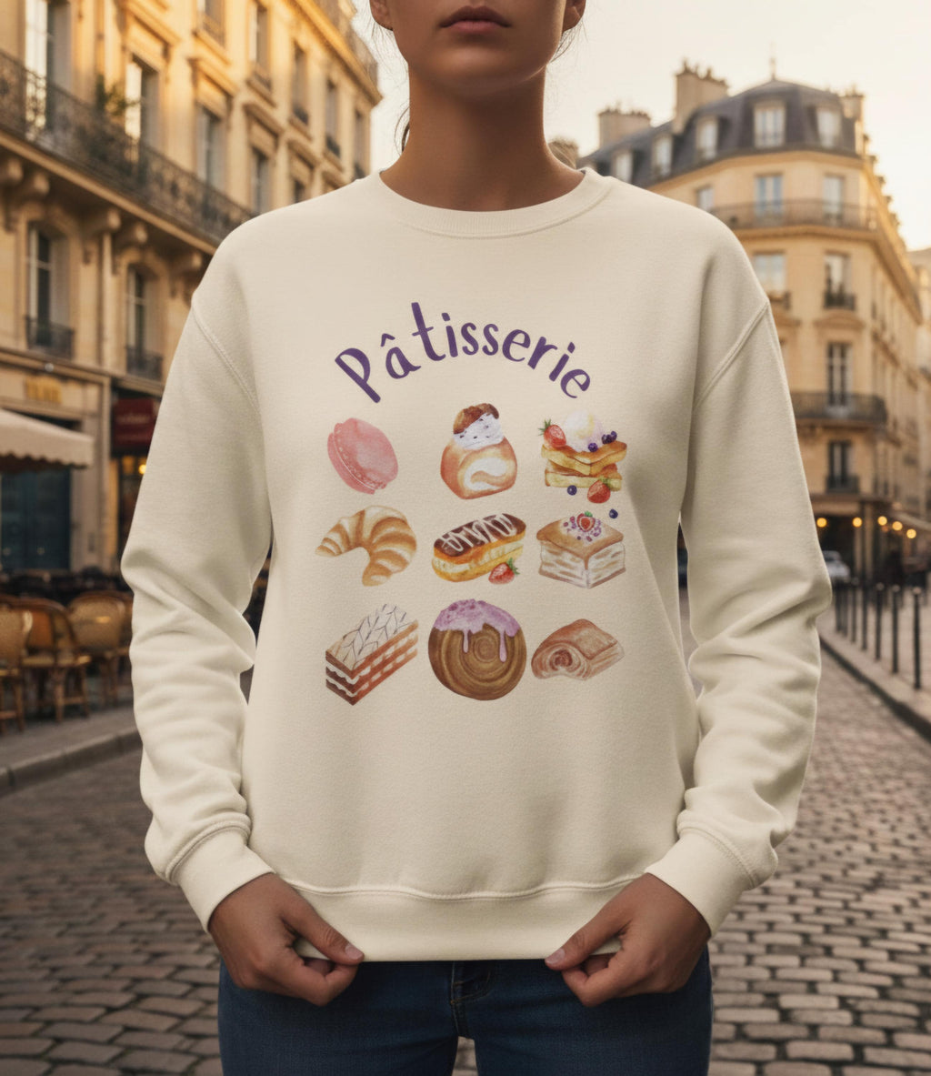 Patisserie Sweatshirt | French Pastry Crewneck | Croissant & Macaron Bakery Aesthetic Sweater