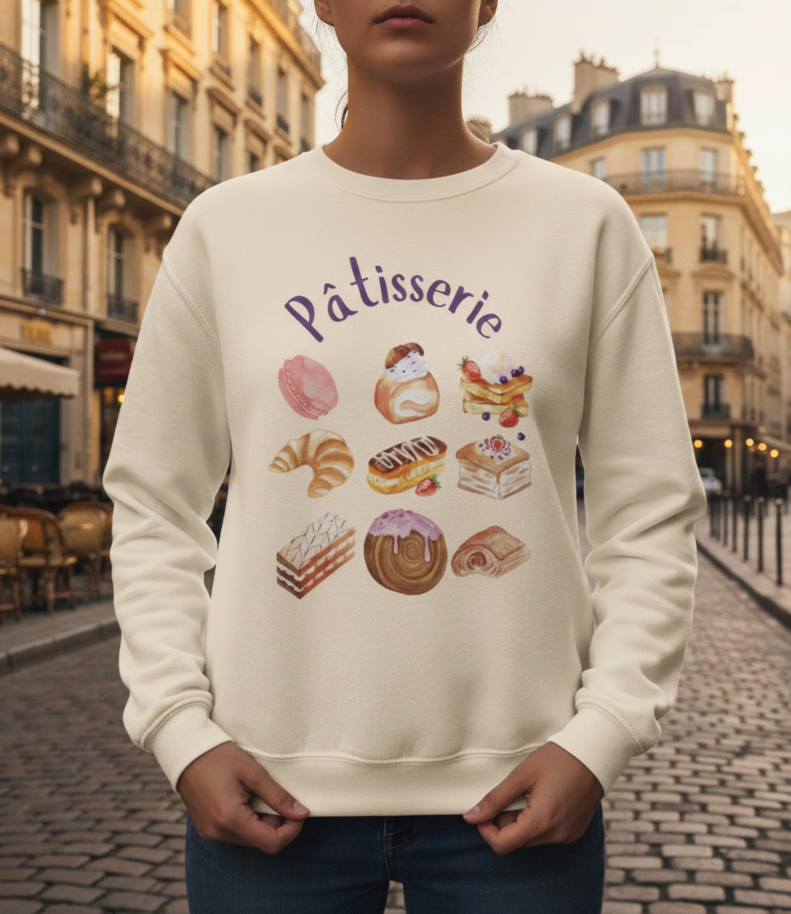 Patisserie Sweatshirt | French Pastry Crewneck | Croissant & Macaron Bakery Aesthetic Sweater
