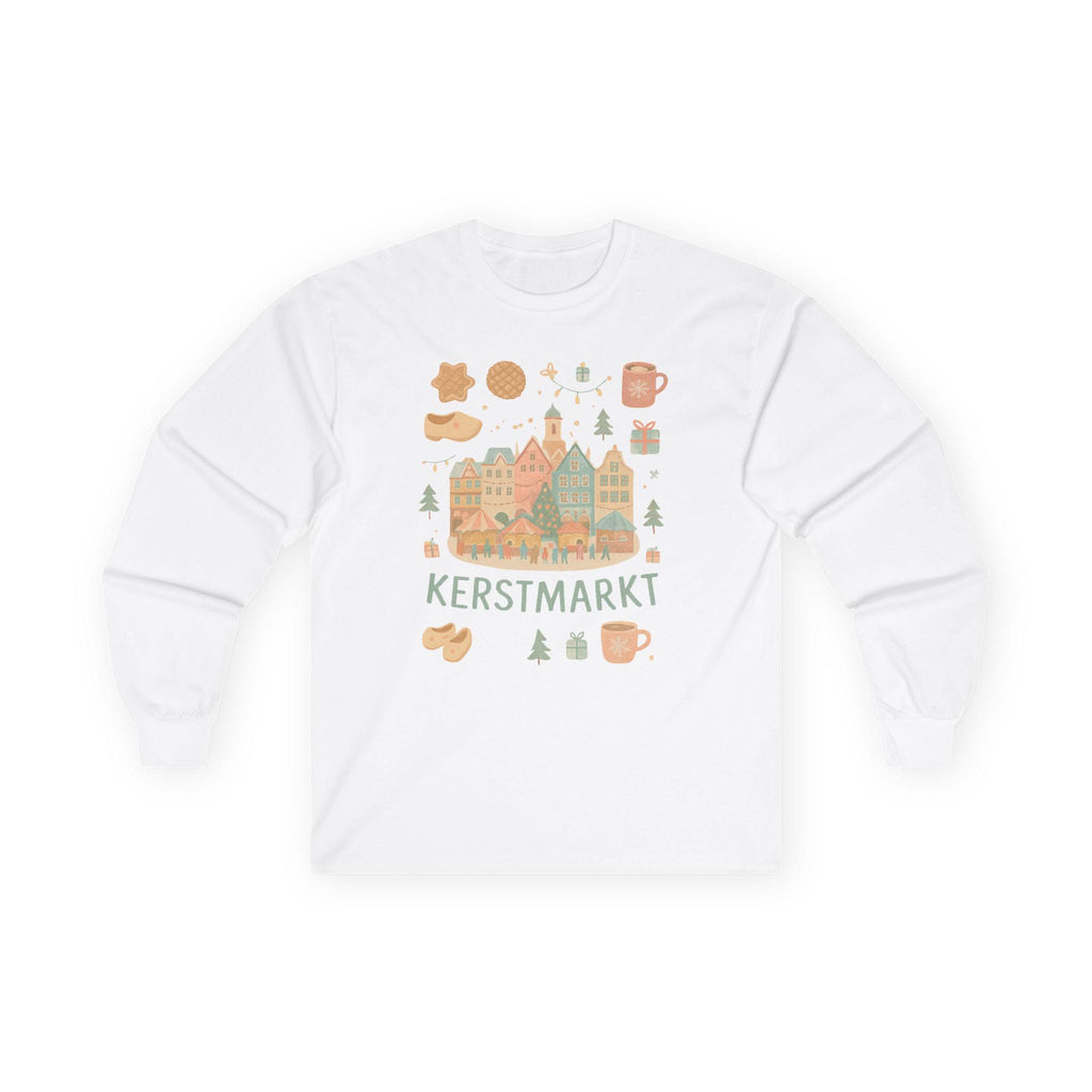 Kerstmarkt Long Sleeve Tee, Vintage Holiday Shirt