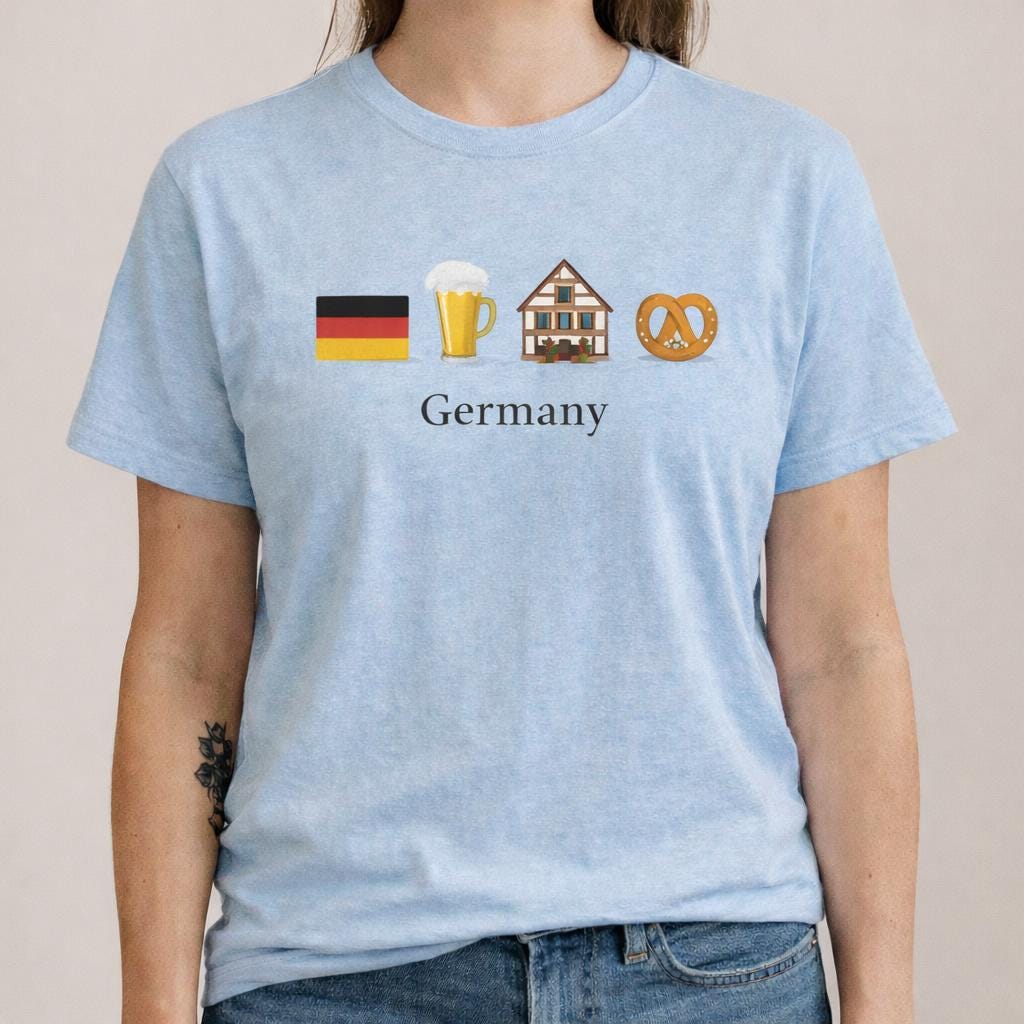 Germany Travel Shirt | German Flag Beer Pretzel Graphic Tee | Oktoberfest Shirt | Germany Vacation Shirt | German Culture T-Shirt | Europe