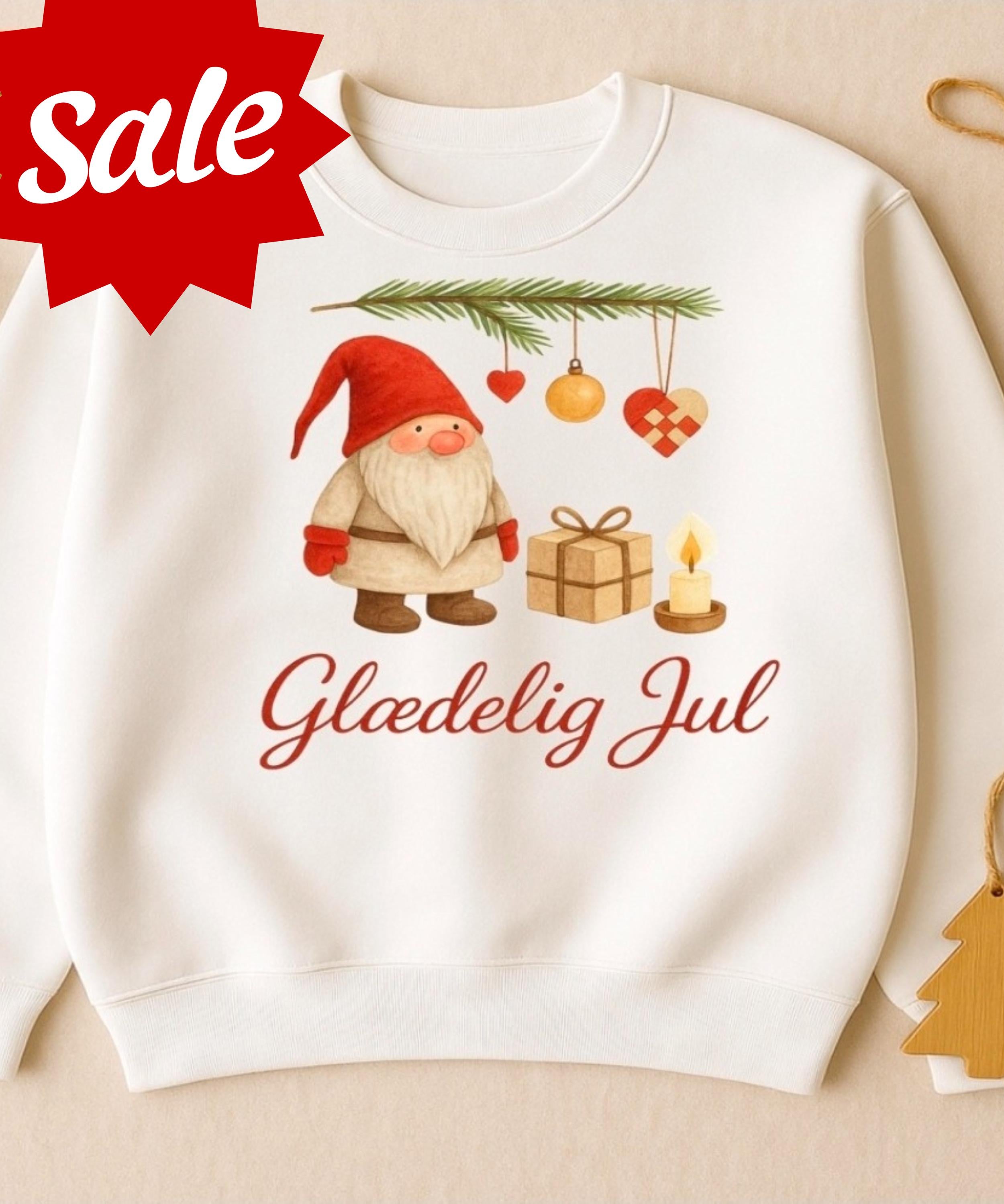 Scandinavian Gnome Christmas Sweatshirt, Danish Holiday Jumper, Cozy Nordic Winter Sweater, Hygge Xmas Crewneck, Cute Christmas Gift