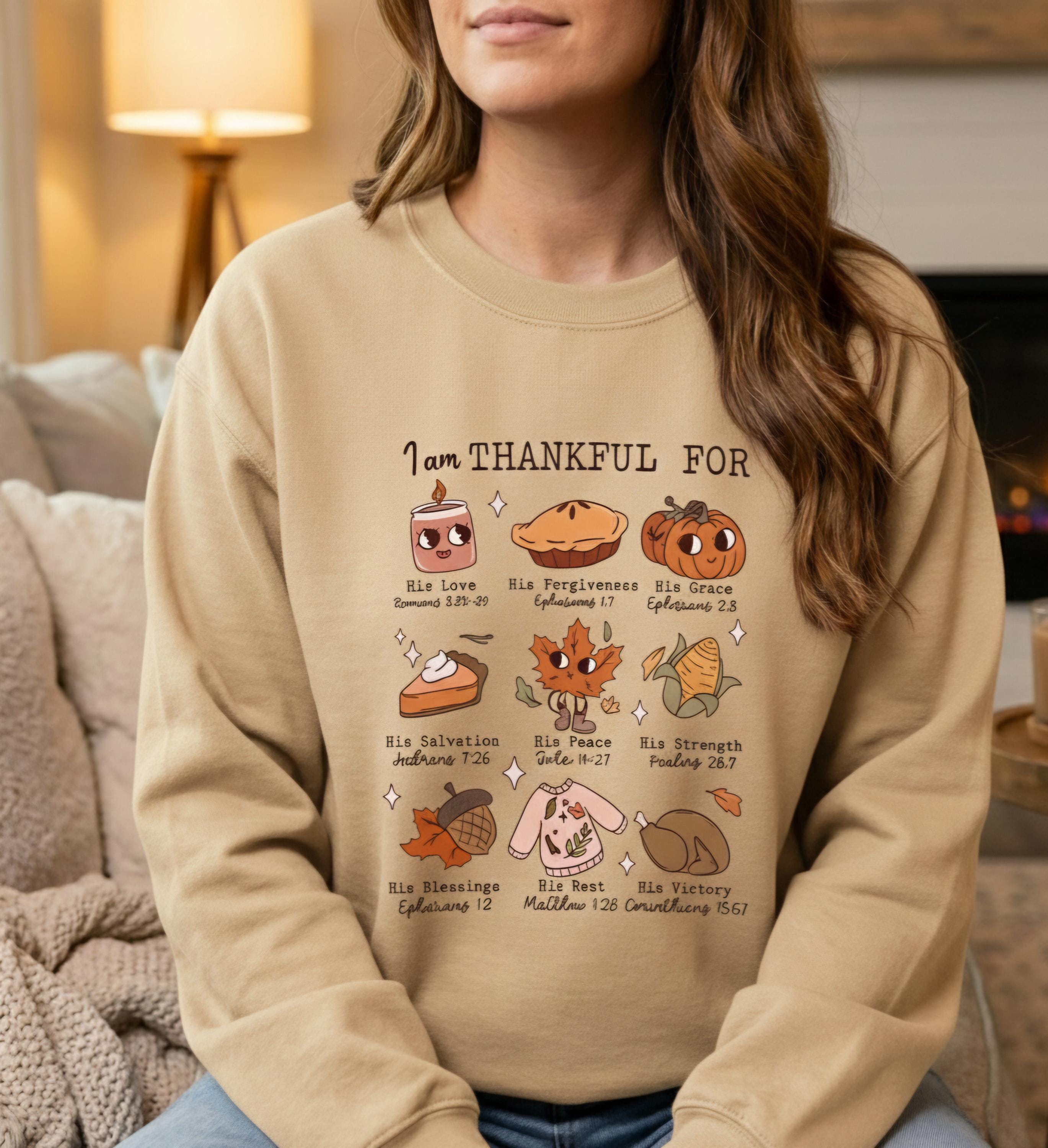 Thankful Thanksgiving Sweatshirt, Cozy Fall Crewneck, Autumn Aesthetic Sweater, Grateful Pullover, Unisex Thanksgiving Shirt
