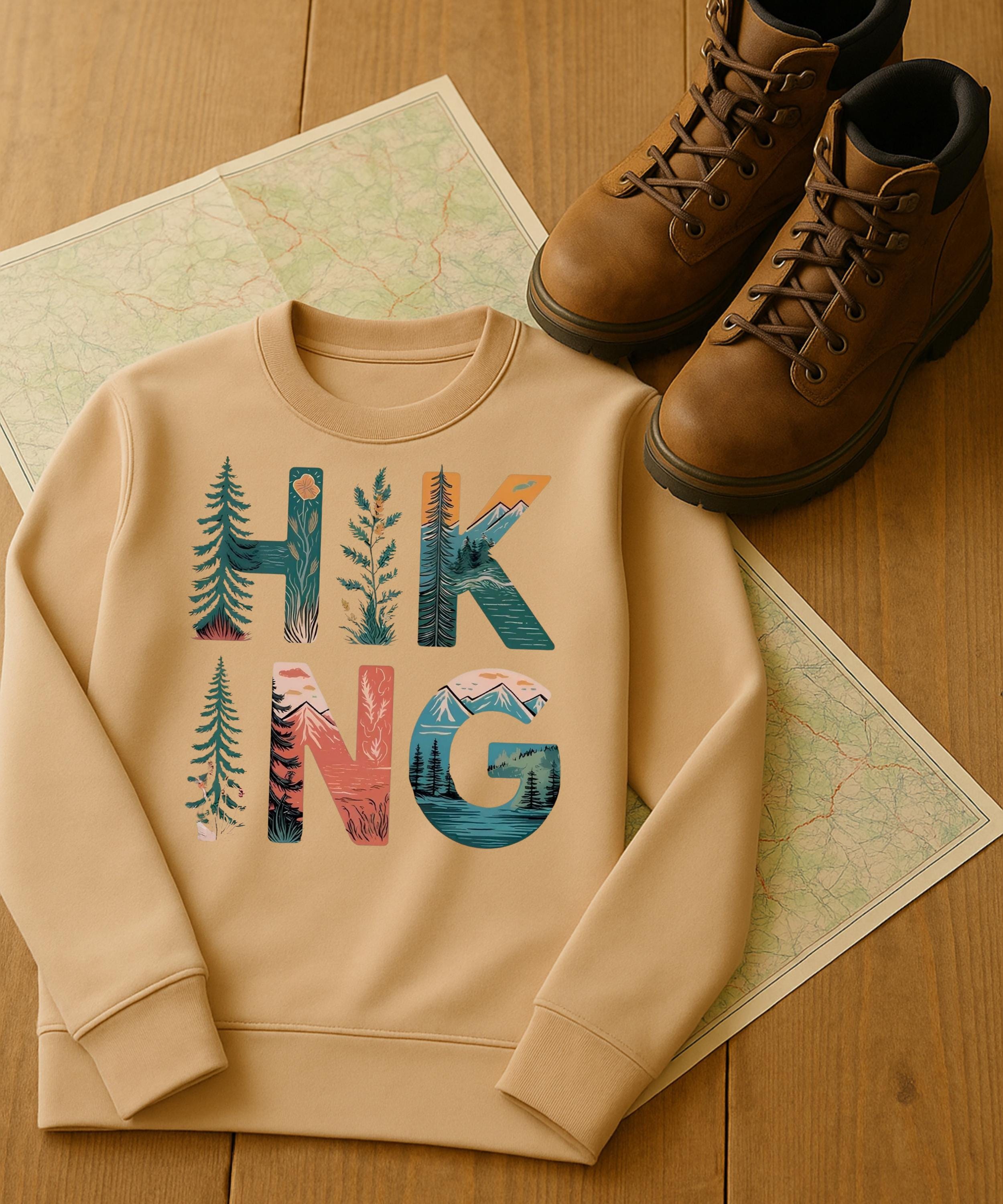 Hiking Girl Sweatshirt: Mountain Adventure, Nature Lover Crewneck