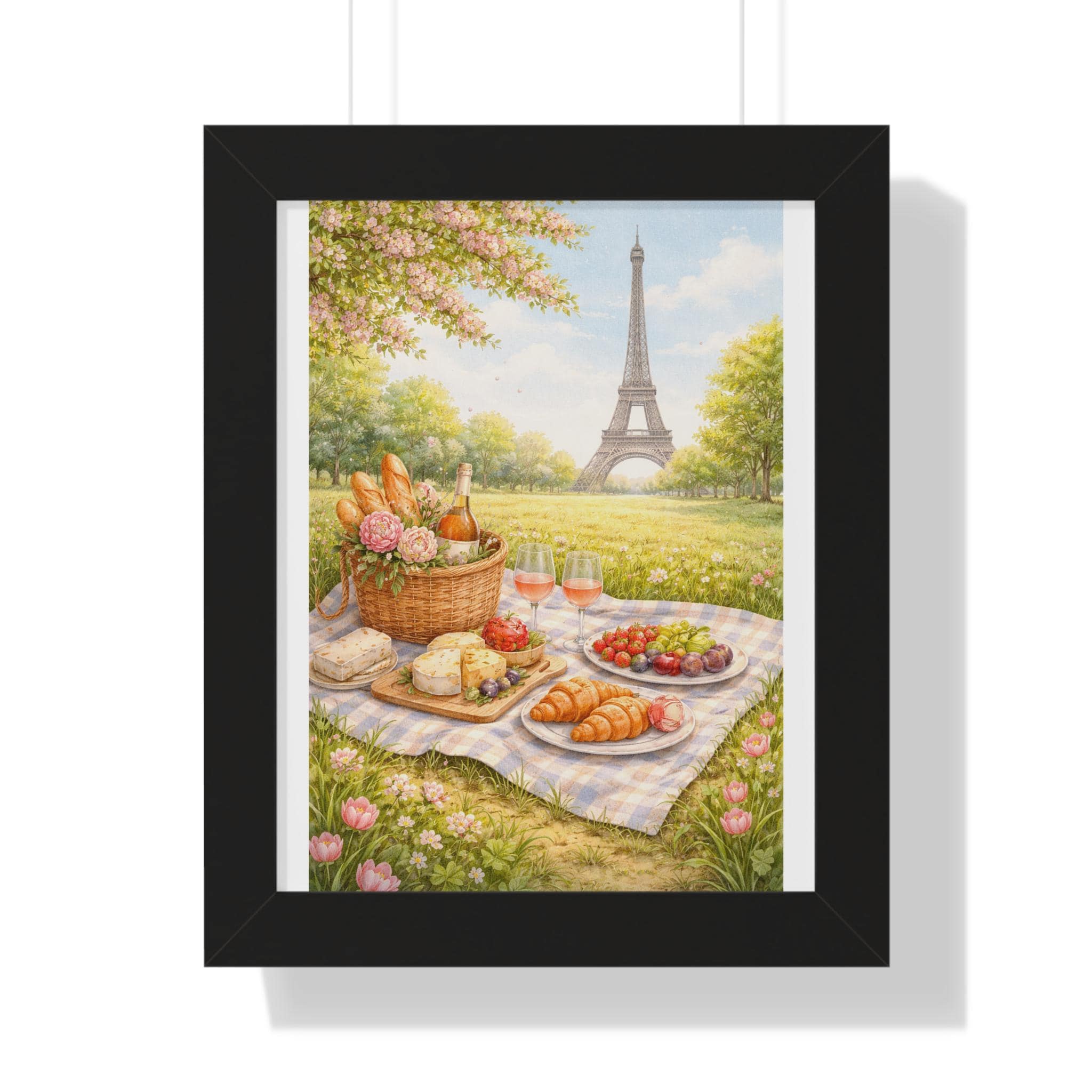 French Picnic Wall Art | Paris Eiffel Tower Print | Cottagecore Picnic Aesthetic | Spring Paris Decor | Whimsical French Art
