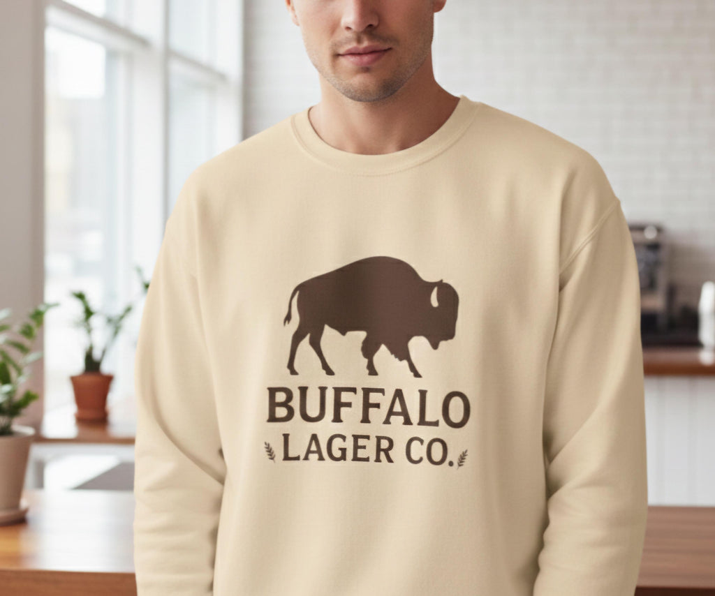 Buffalo Lager Co. Sweatshirt | Western Beer Crewneck | Bison Graphic Pullover | Retro Brewery Shirt | Country Western Unisex Sweater