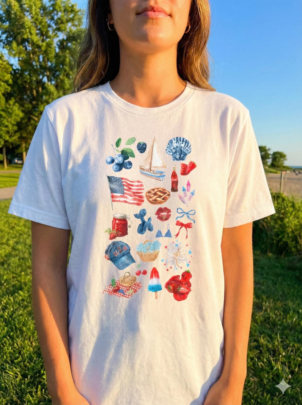 4th of July Shirt | American Pride TN Tee | Patriotic Southern Graphic | USA Red White Blue State Icons Tee Shirt | Cute Independence Day