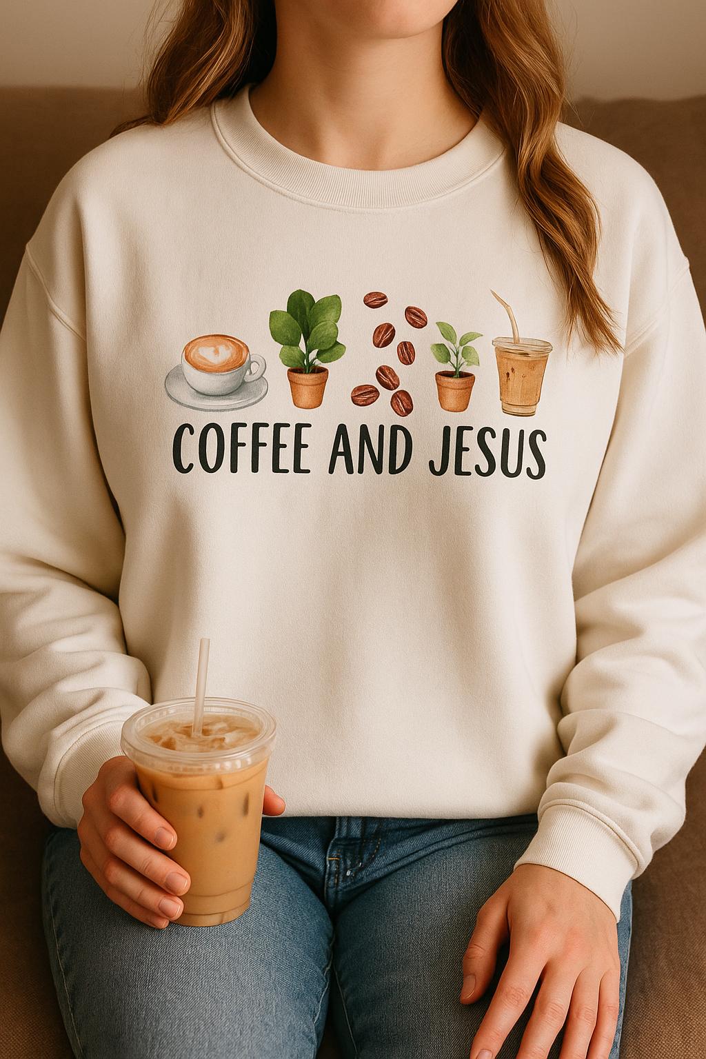 Coffee and Jesus Sweatshirt: Cozy Christian Crewneck
