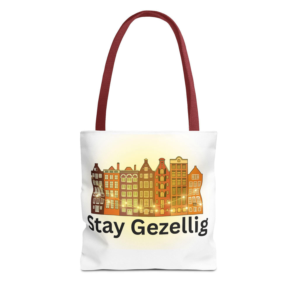 Stay Gezellig Tote Bag • Dutch Inspired Bag • Market Tote • Eco-Friendly AOP Bag • Cute Travel & Beach Bag • Gifts for Europe Lovers