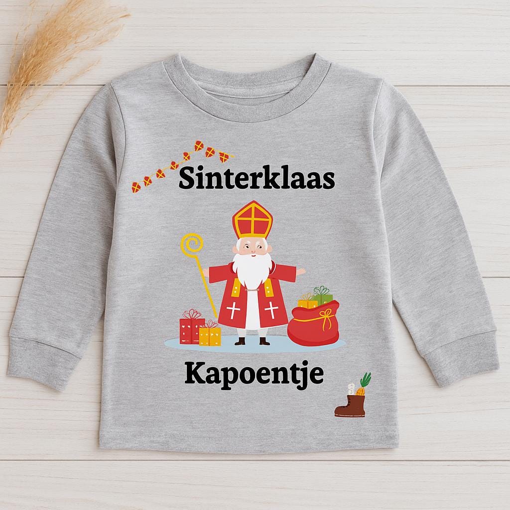 Toddler Sinterklaas Long Sleeve Shirt – Cute Dutch Holiday Tee for Kids, Festive Sinterklaas Outfit, Kids December 5th Shirt